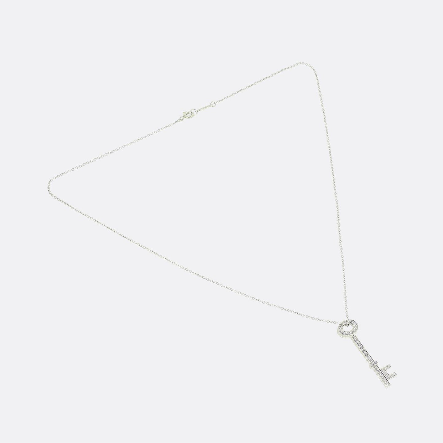 Tiffany & Co. Diamond Key Pendant Necklace
