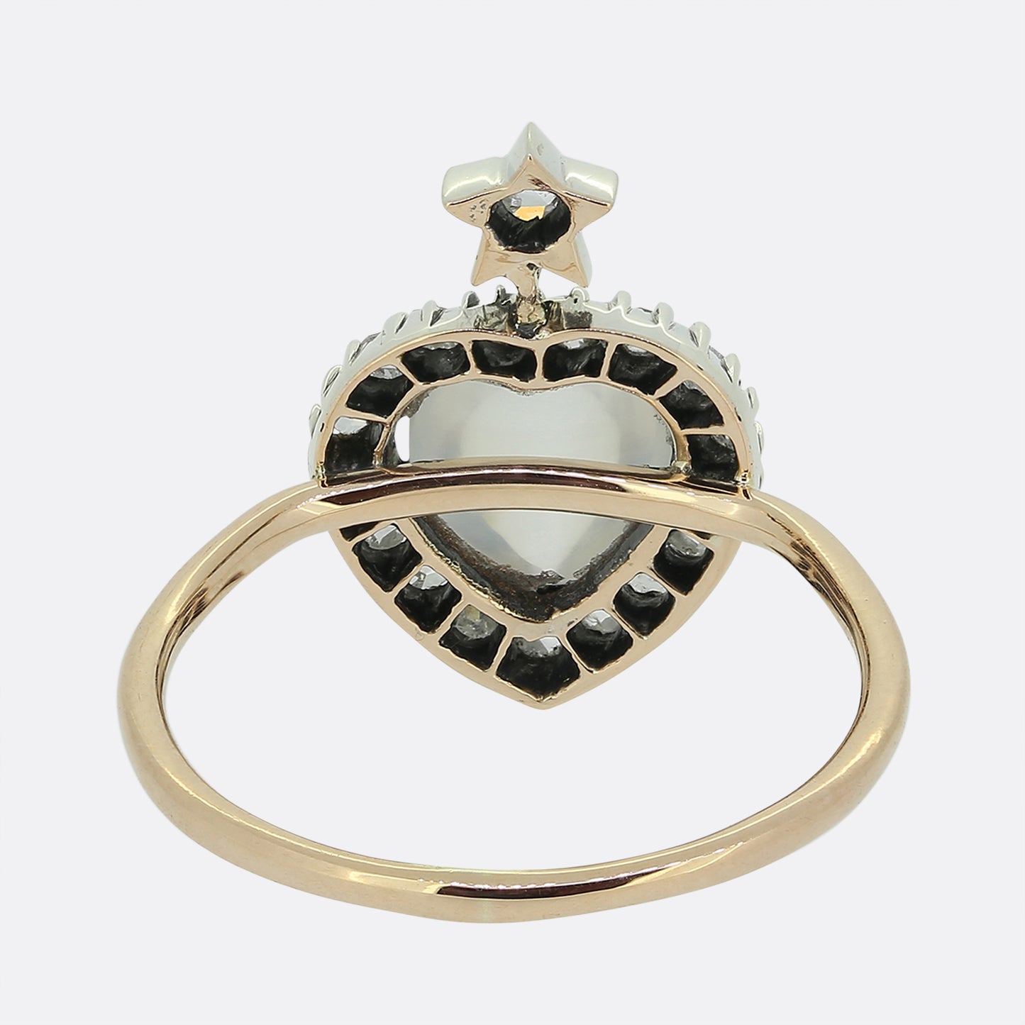 Antique Moonstone Diamond Heart and Star Ring