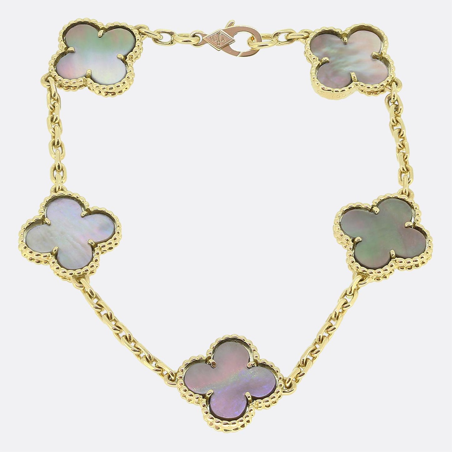 Van Cleef & Arpels Vintage Alhambra Five Motif Dark Mother of Pearl Bracelet