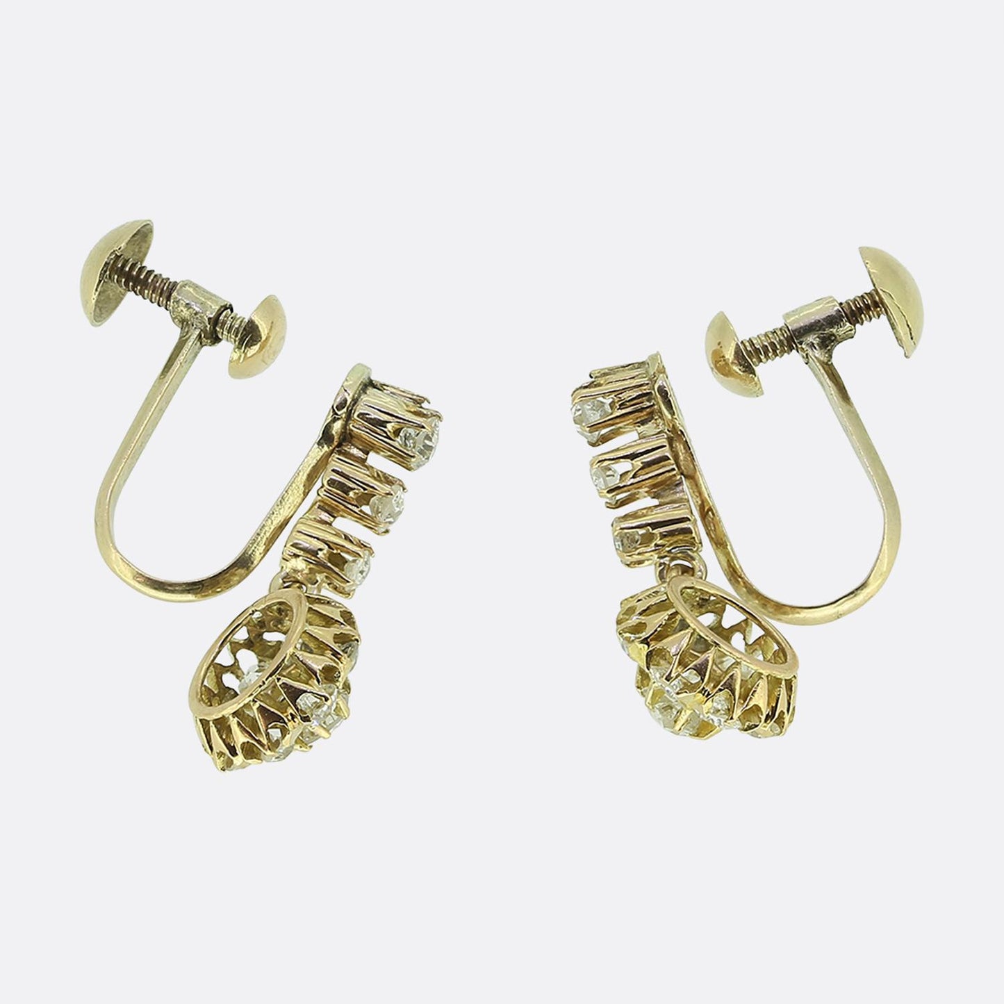 Late Victorian Old Cut Diamond Drop Earrings