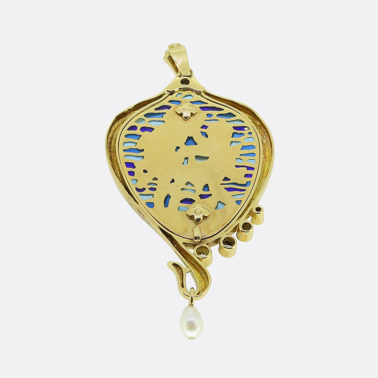Antique Plique-à-Jour Cherub Pendant