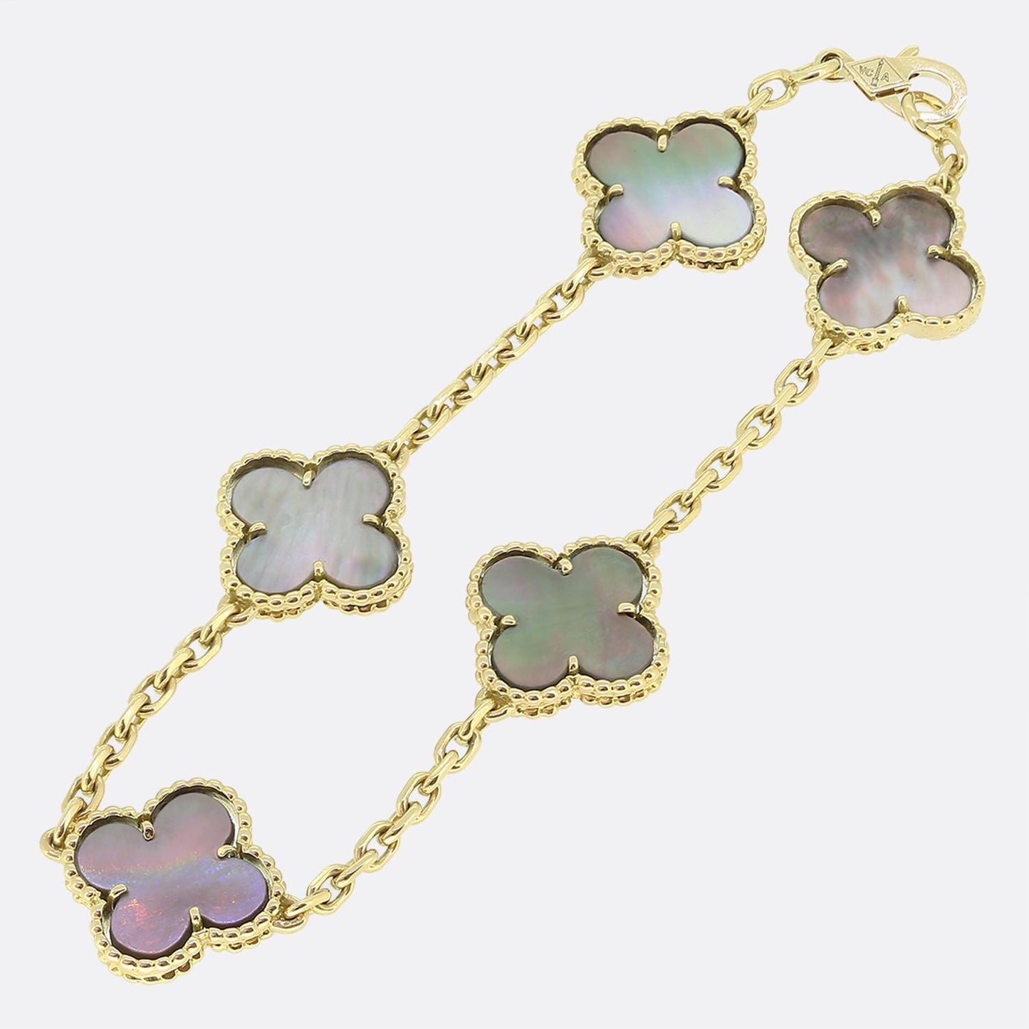 Van Cleef & Arpels Vintage Alhambra Five Motif Dark Mother of Pearl Bracelet