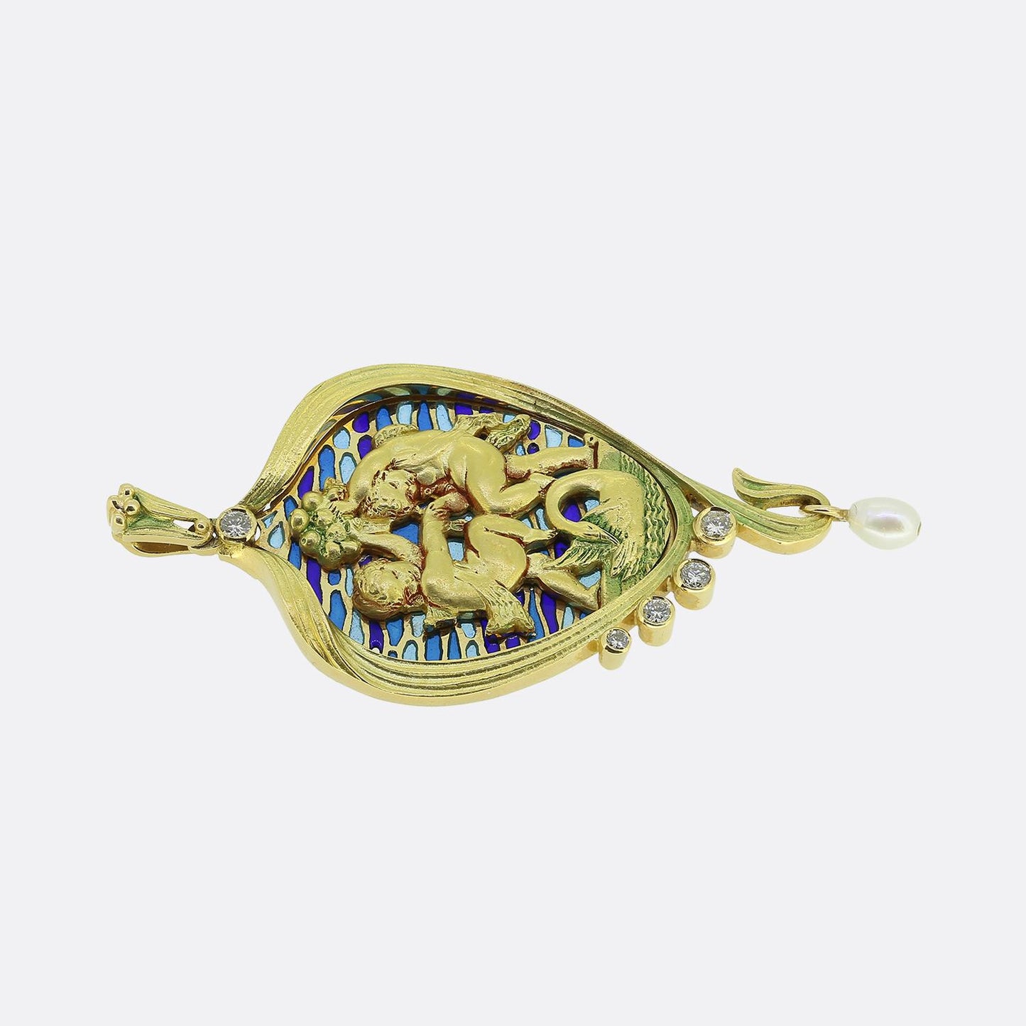 Antique Plique-à-Jour Cherub Pendant