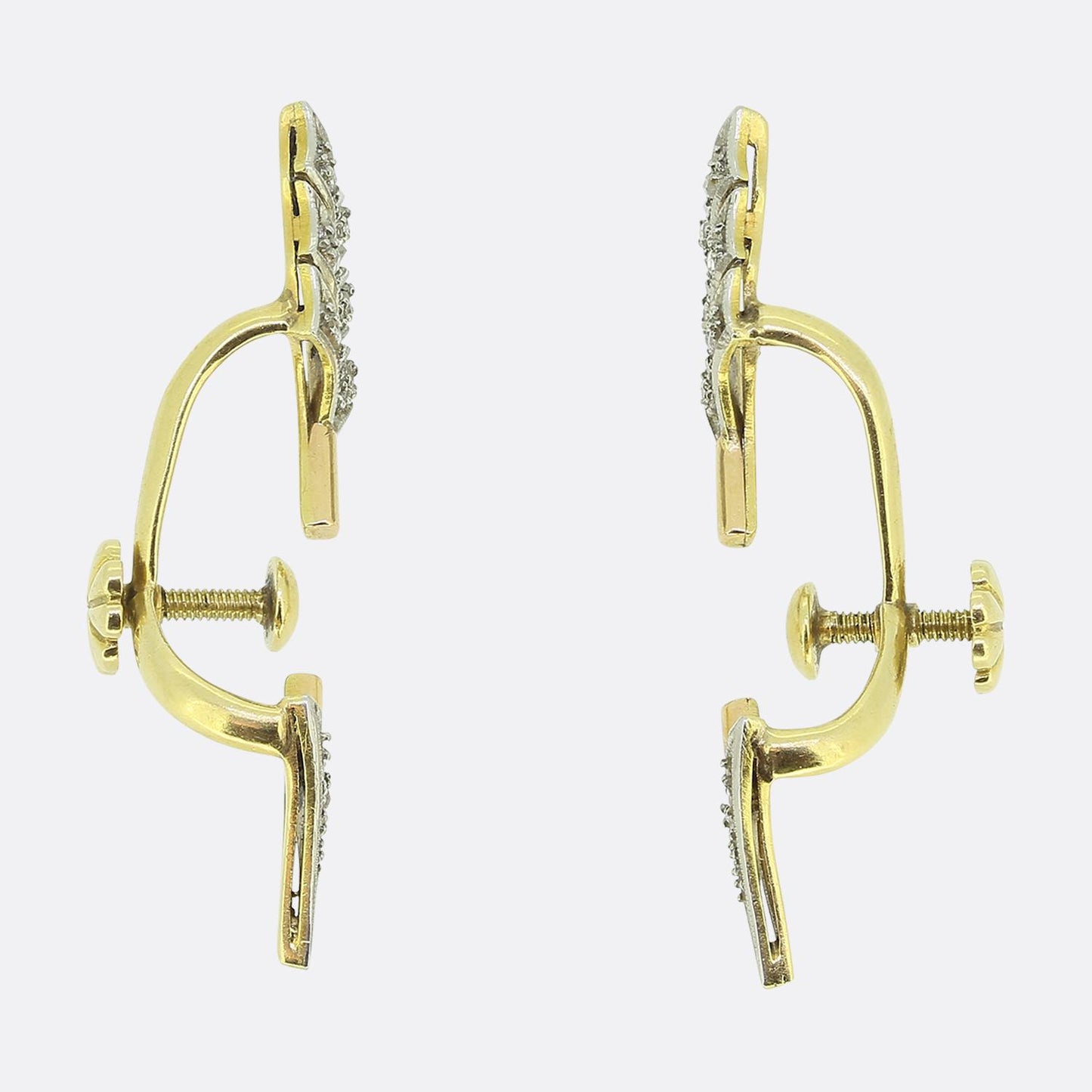 Art Deco Rose Cut Diamond Arrow Earrings