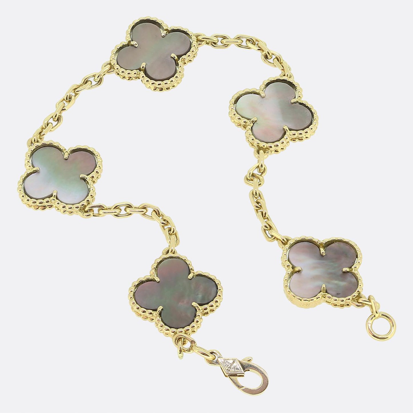 Van Cleef & Arpels Vintage Alhambra Five Motif Dark Mother of Pearl Bracelet