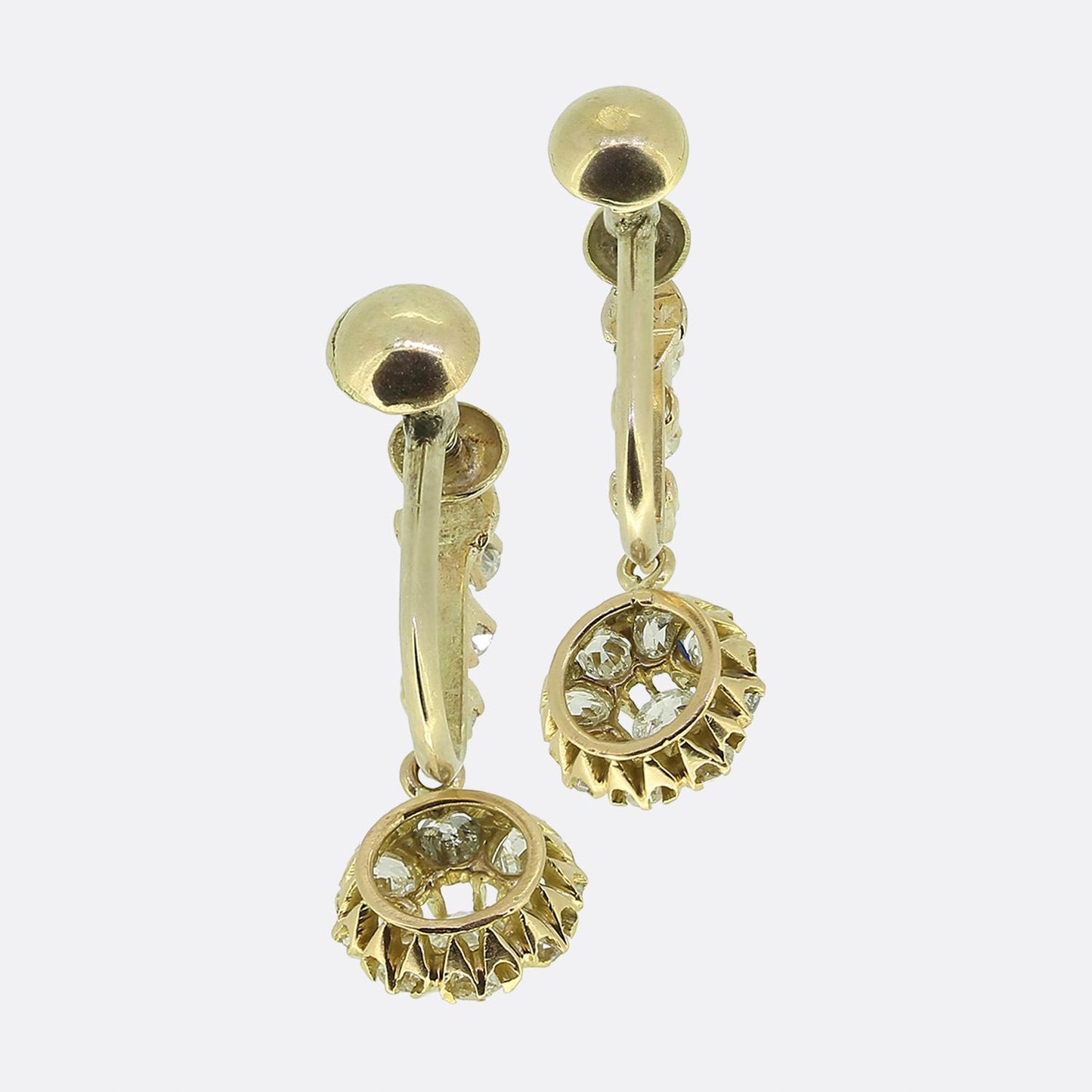Late Victorian Old Cut Diamond Drop Earrings