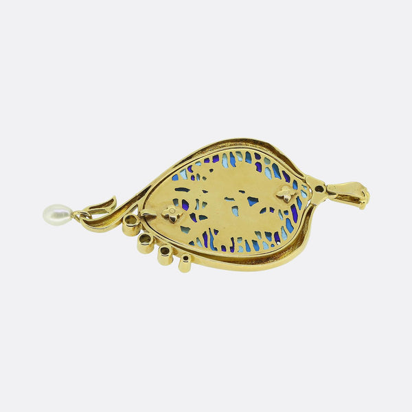 Antique Plique-à-Jour Cherub Pendant
