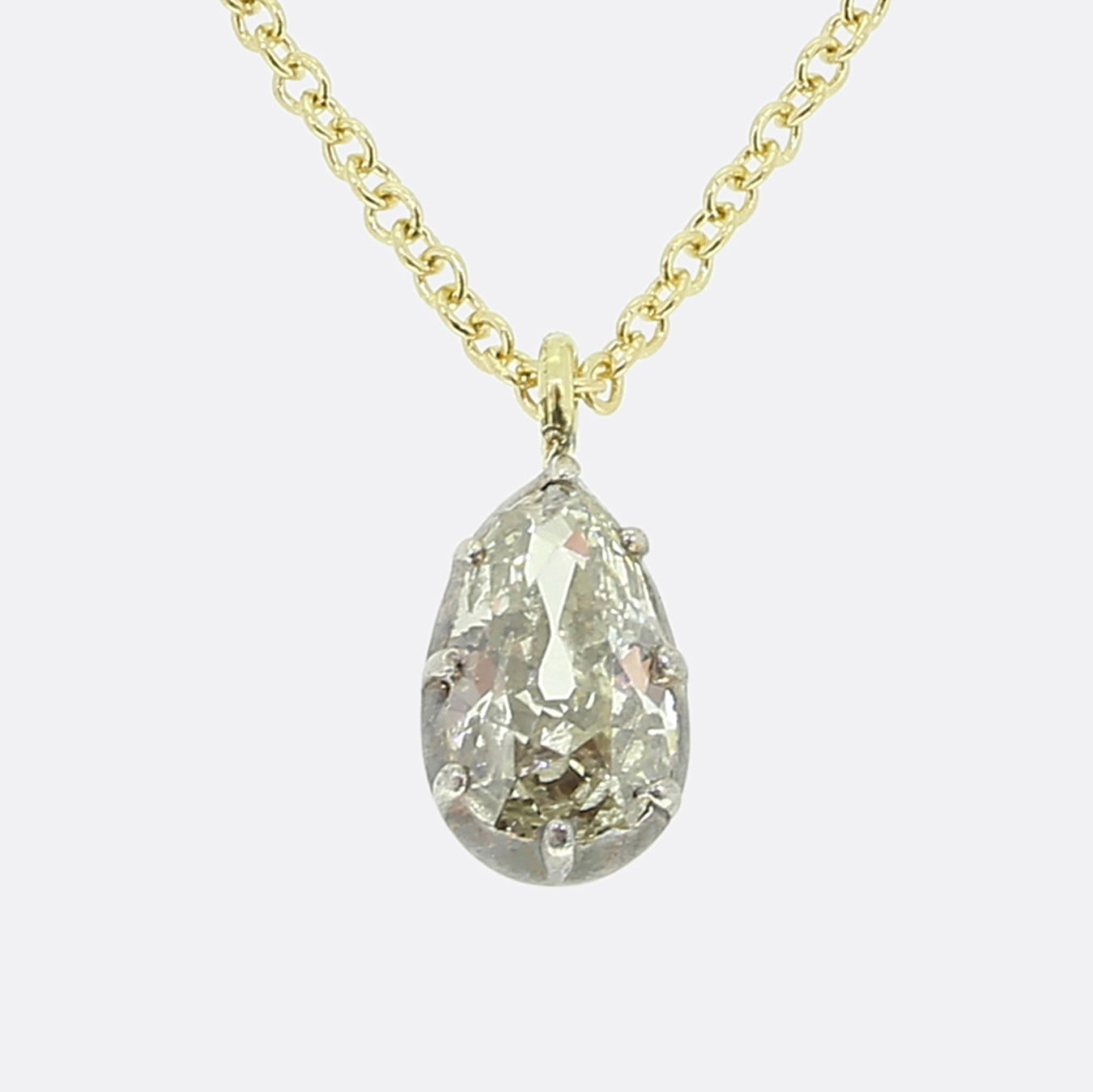 0.40 Carat Old Pair Cut Diamond Solitaire Pendant Necklace