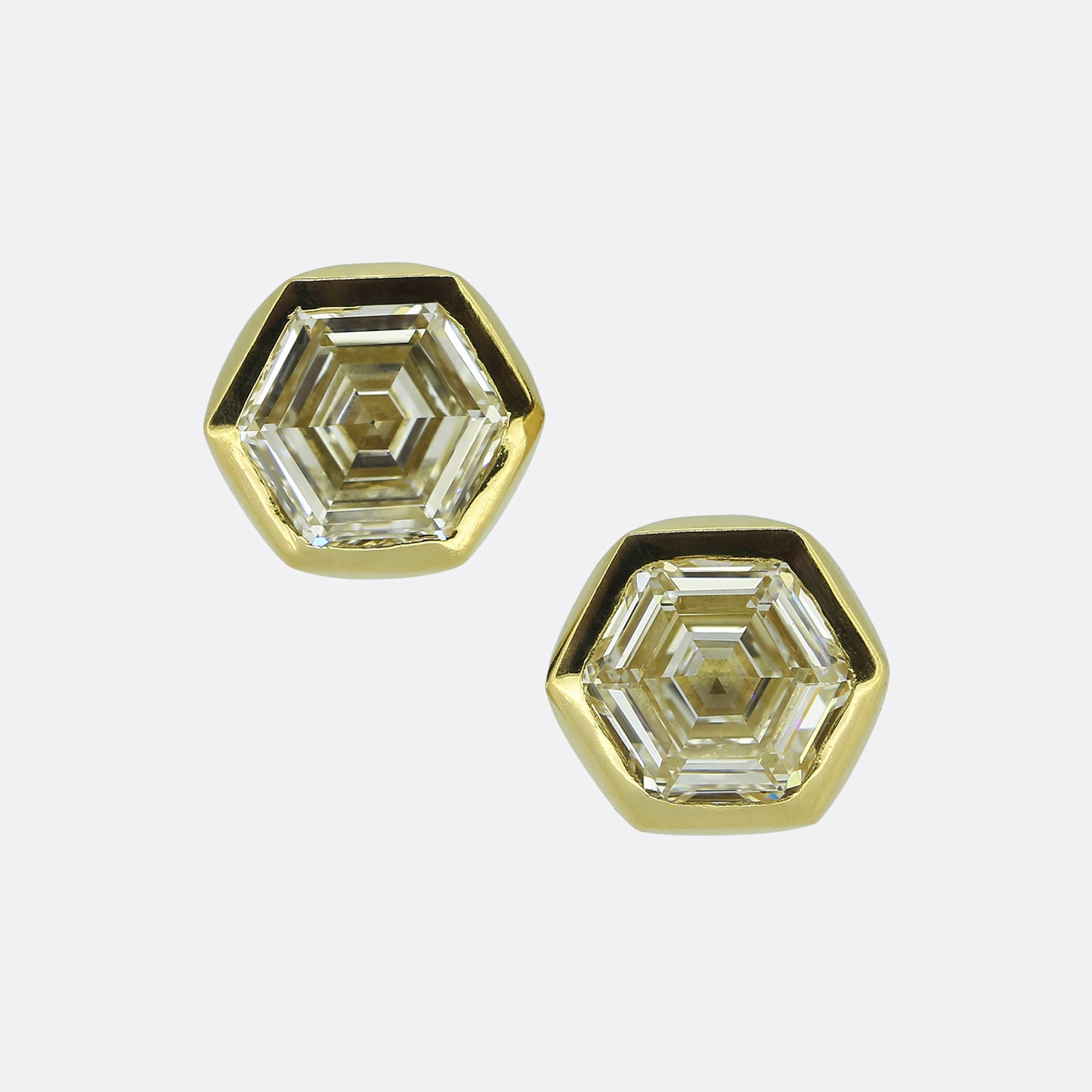2.00 Carat Hexagonal-Cut Diamond Stud Earrings