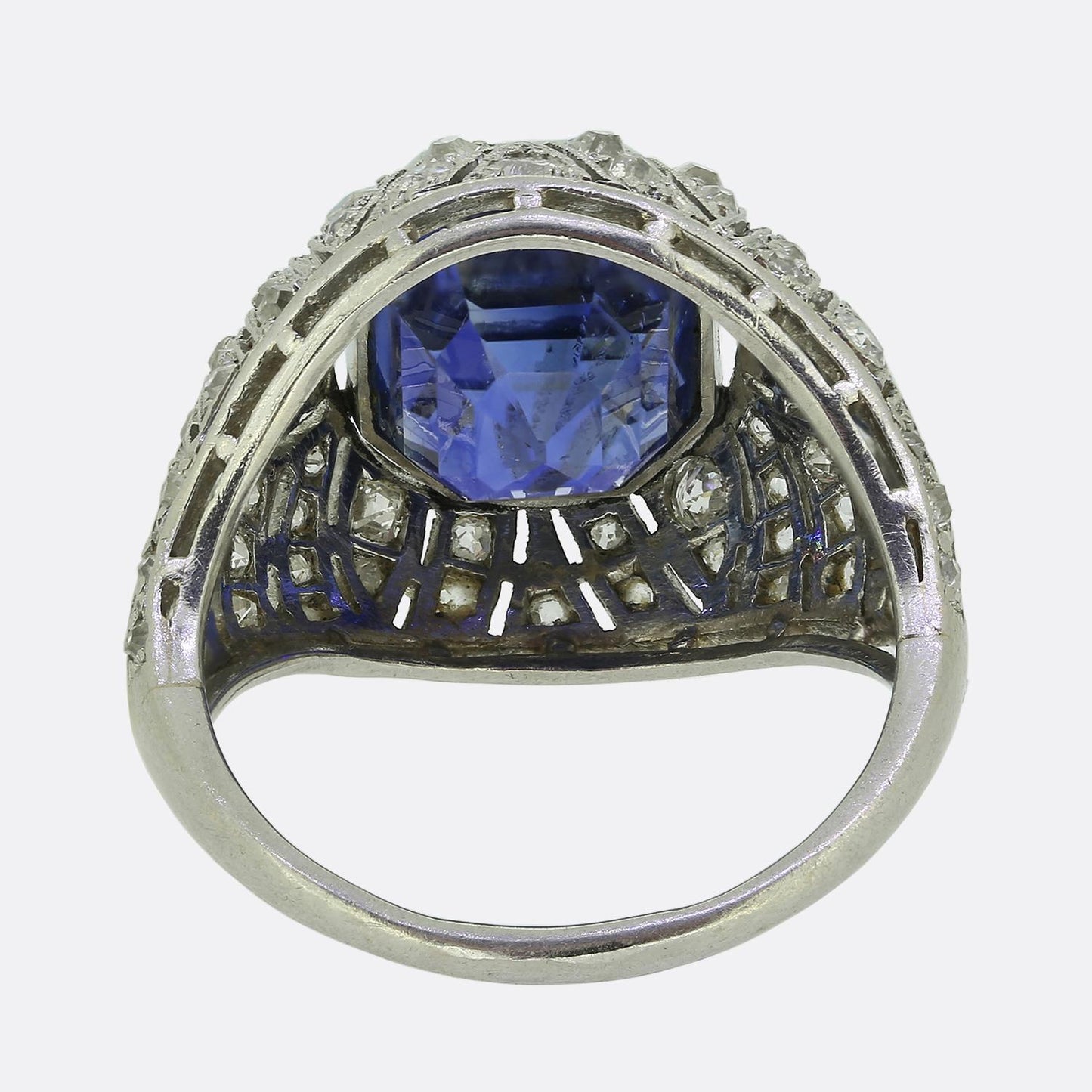 Art Deco Sapphire and Diamond Filigree Ring