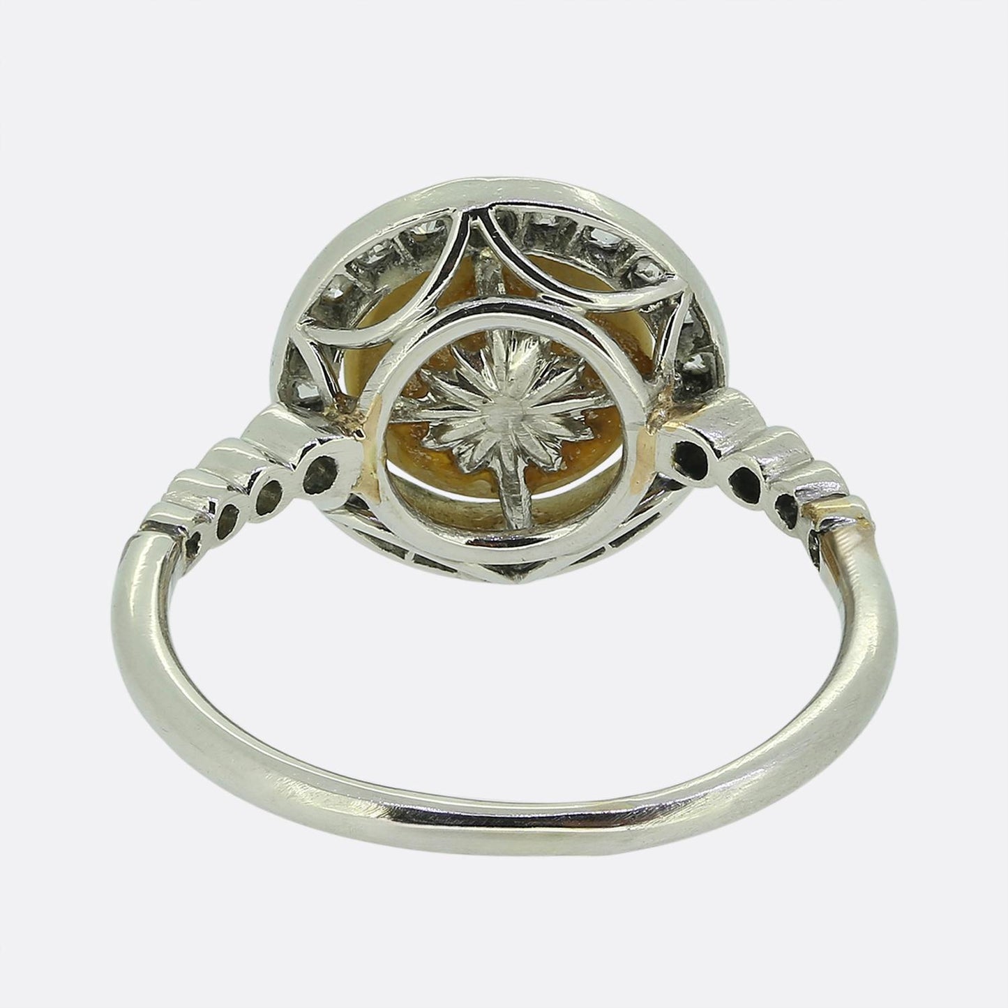 Art Deco Natural Pearl and Diamond Cluster Ring