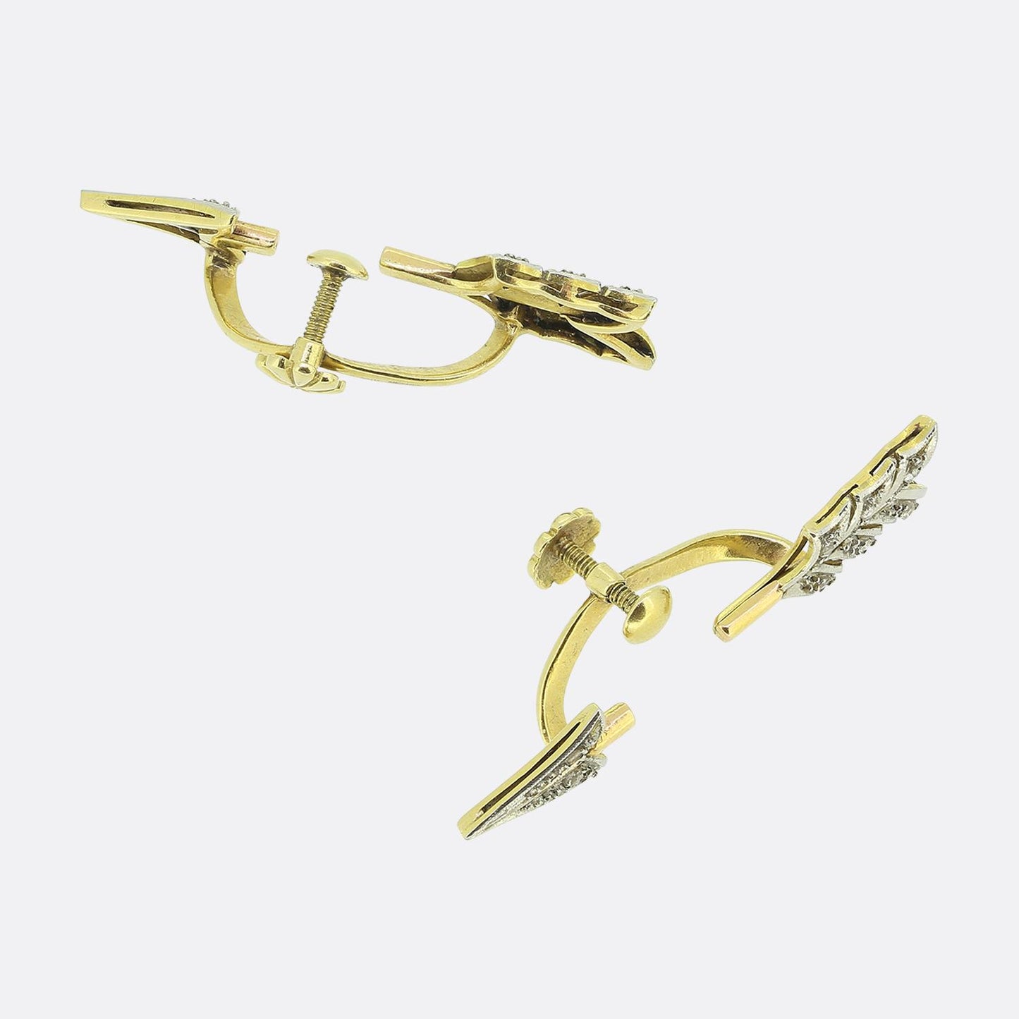 Art Deco Rose Cut Diamond Arrow Earrings