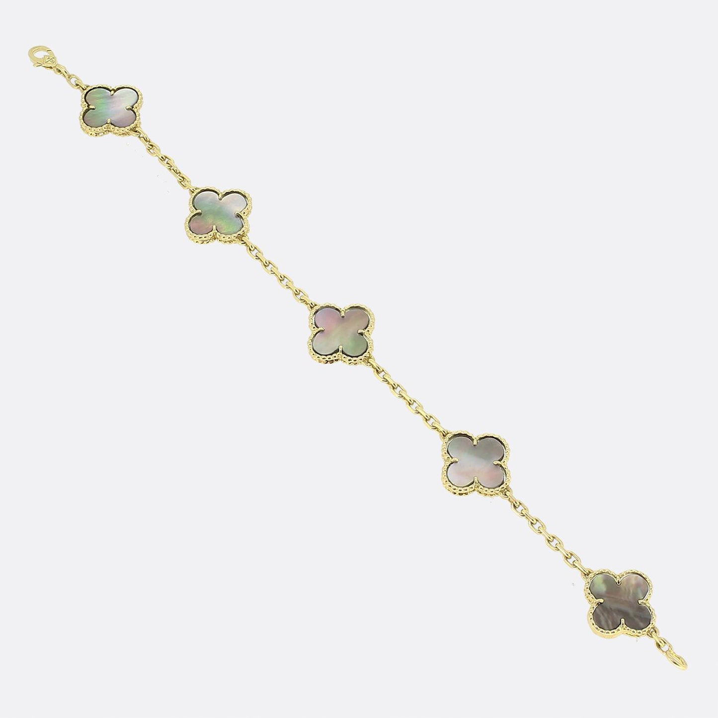 Van Cleef & Arpels Vintage Alhambra Five Motif Dark Mother of Pearl Bracelet