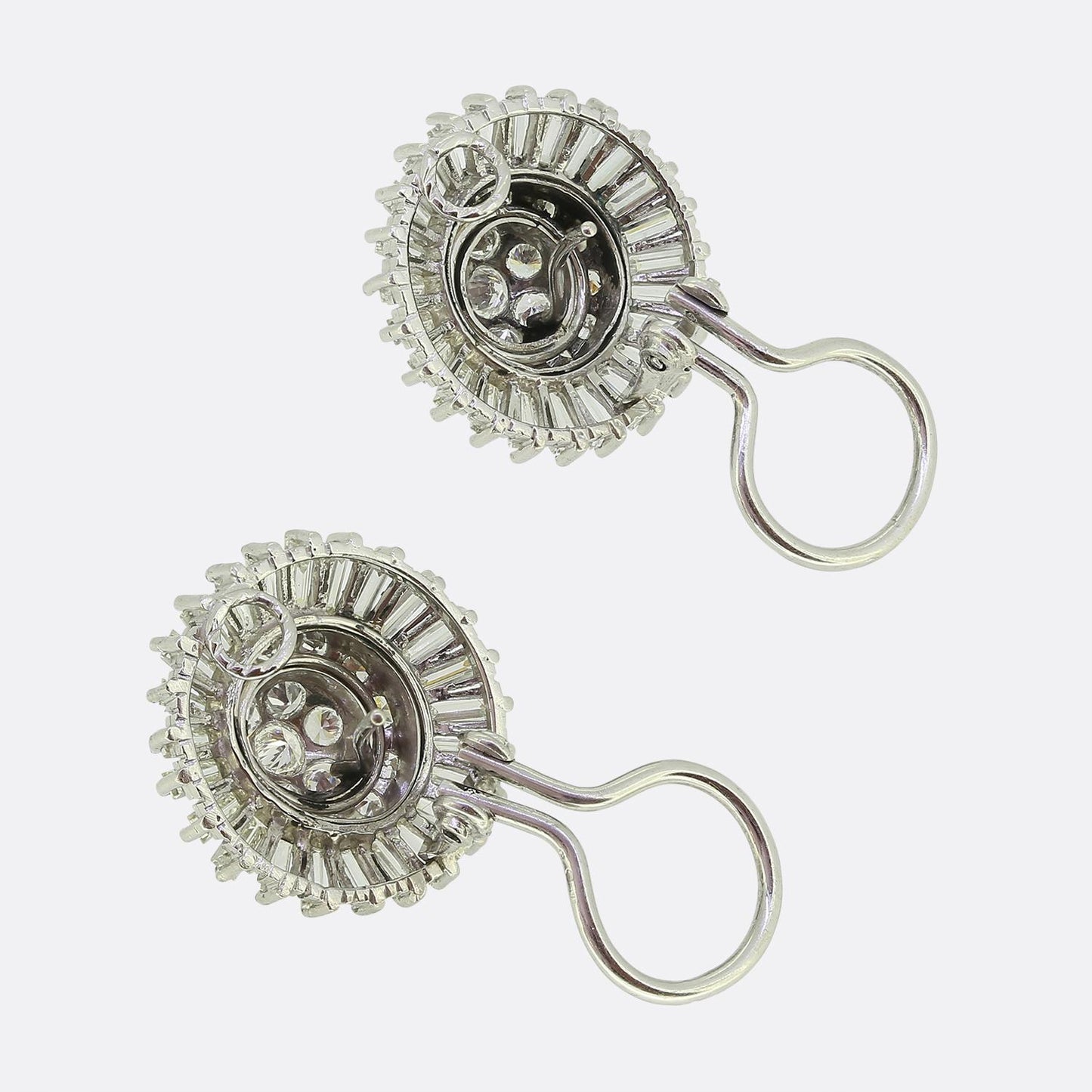 Antique Diamond Cluster Ballerina Earrings