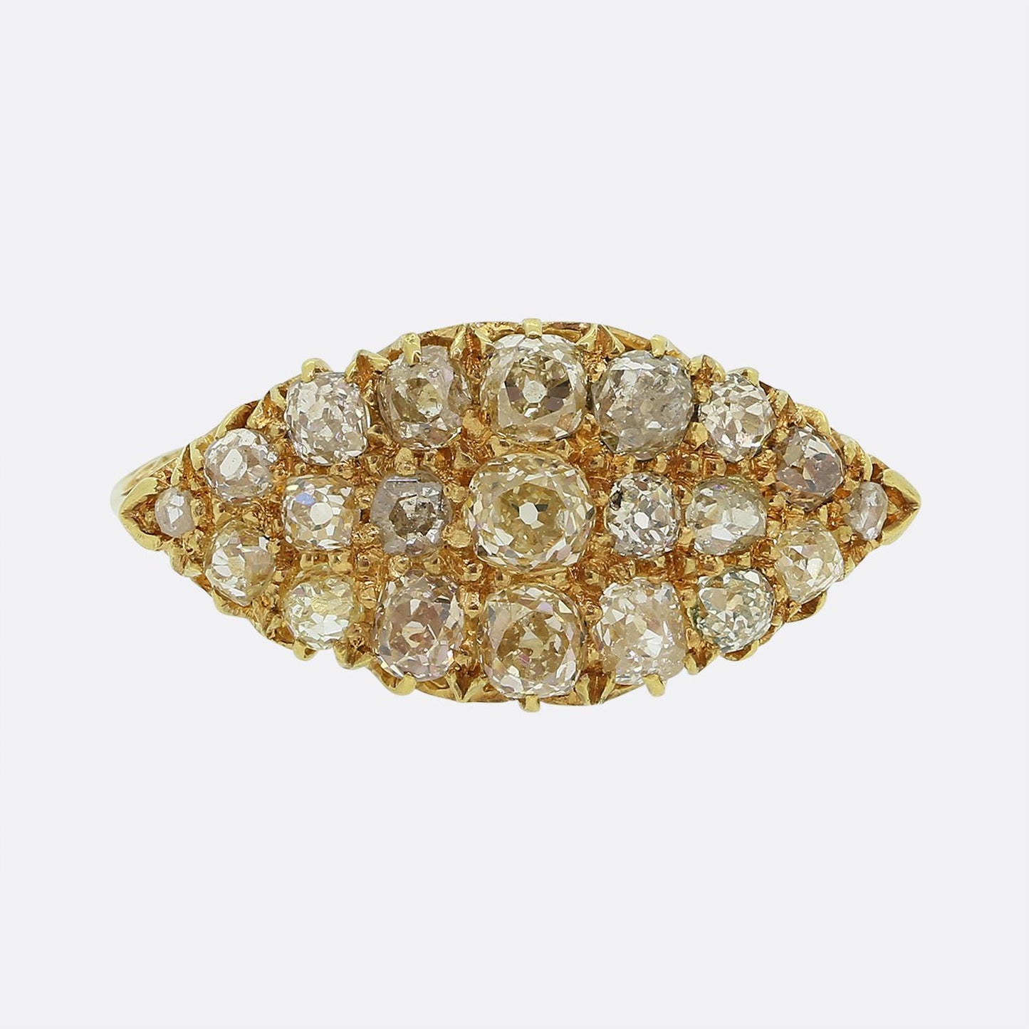 Edwardian Old Cut Diamond Boat Ring