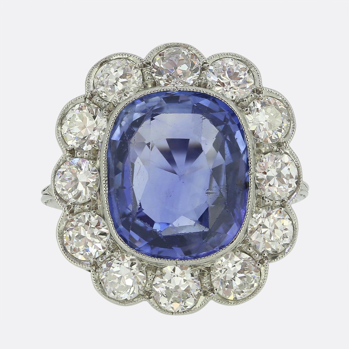 Art Deco Sapphire and Diamond Cluster Ring