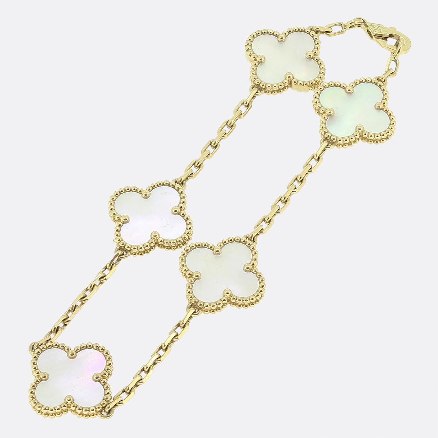 Van Cleef & Arpels Vintage Alhambra Five Motif Mother of Pearl Bracelet