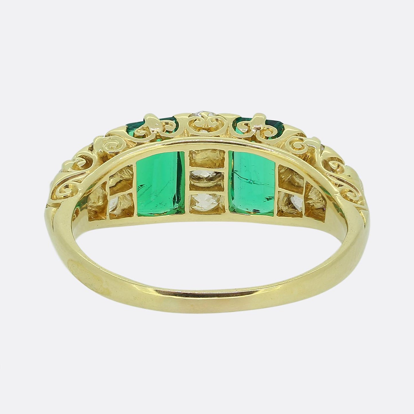 Victorian Colombian Emerald and Diamond Cluster Ring
