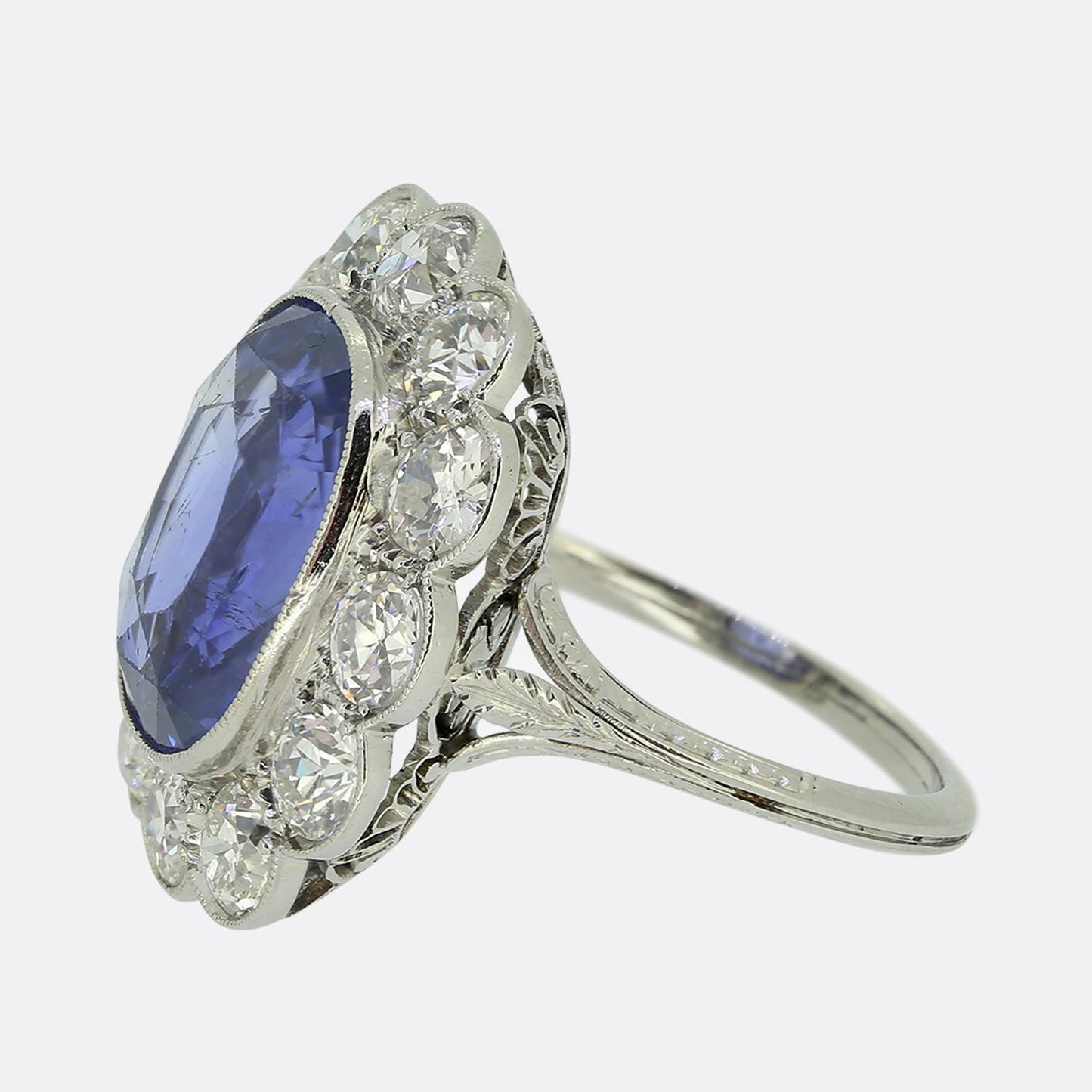 Art Deco Sapphire and Diamond Cluster Ring