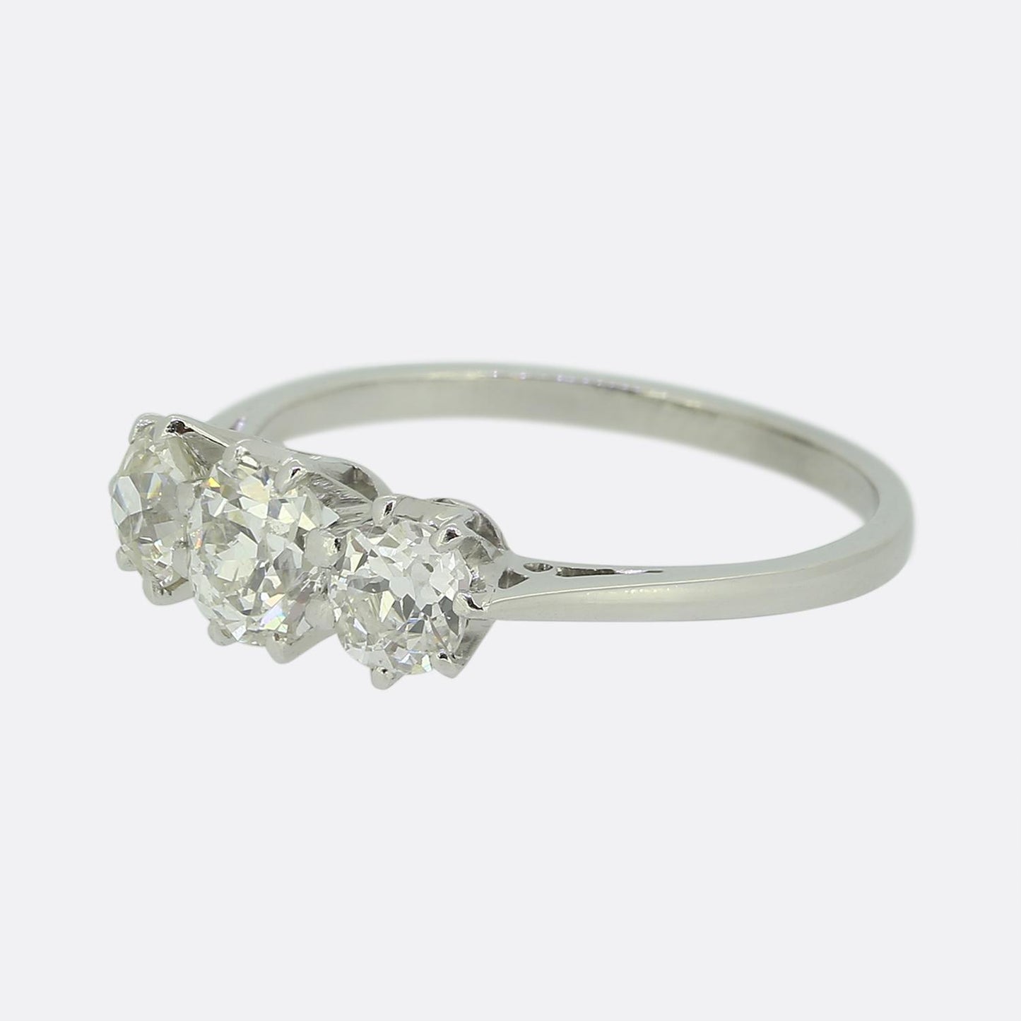0.90 Carat Old Cut Diamond Three-Stone Ring