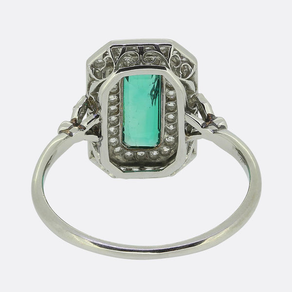 Art Deco Emerald and Diamond Cluster Ring