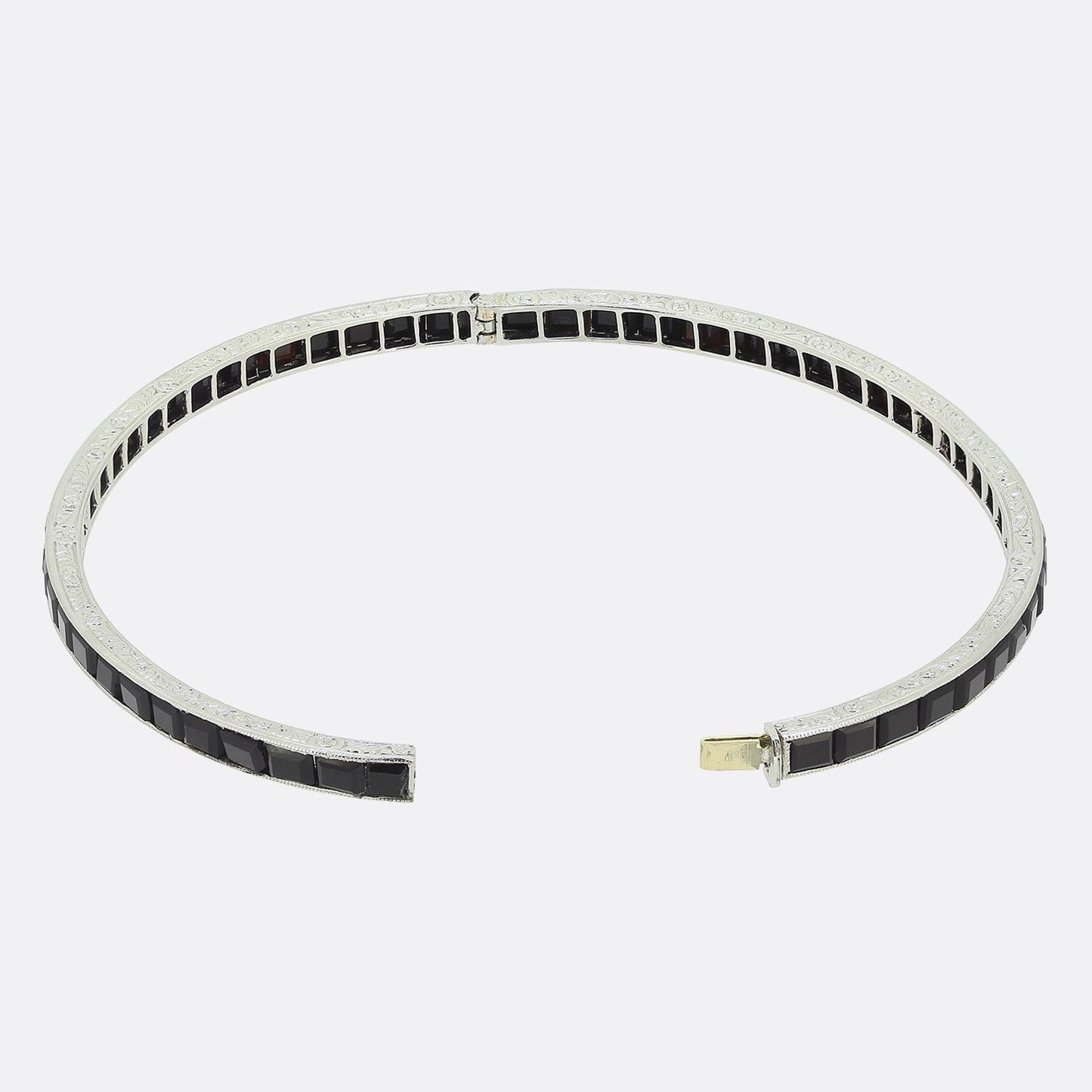 Art Deco Onyx and Diamond Bangle Set