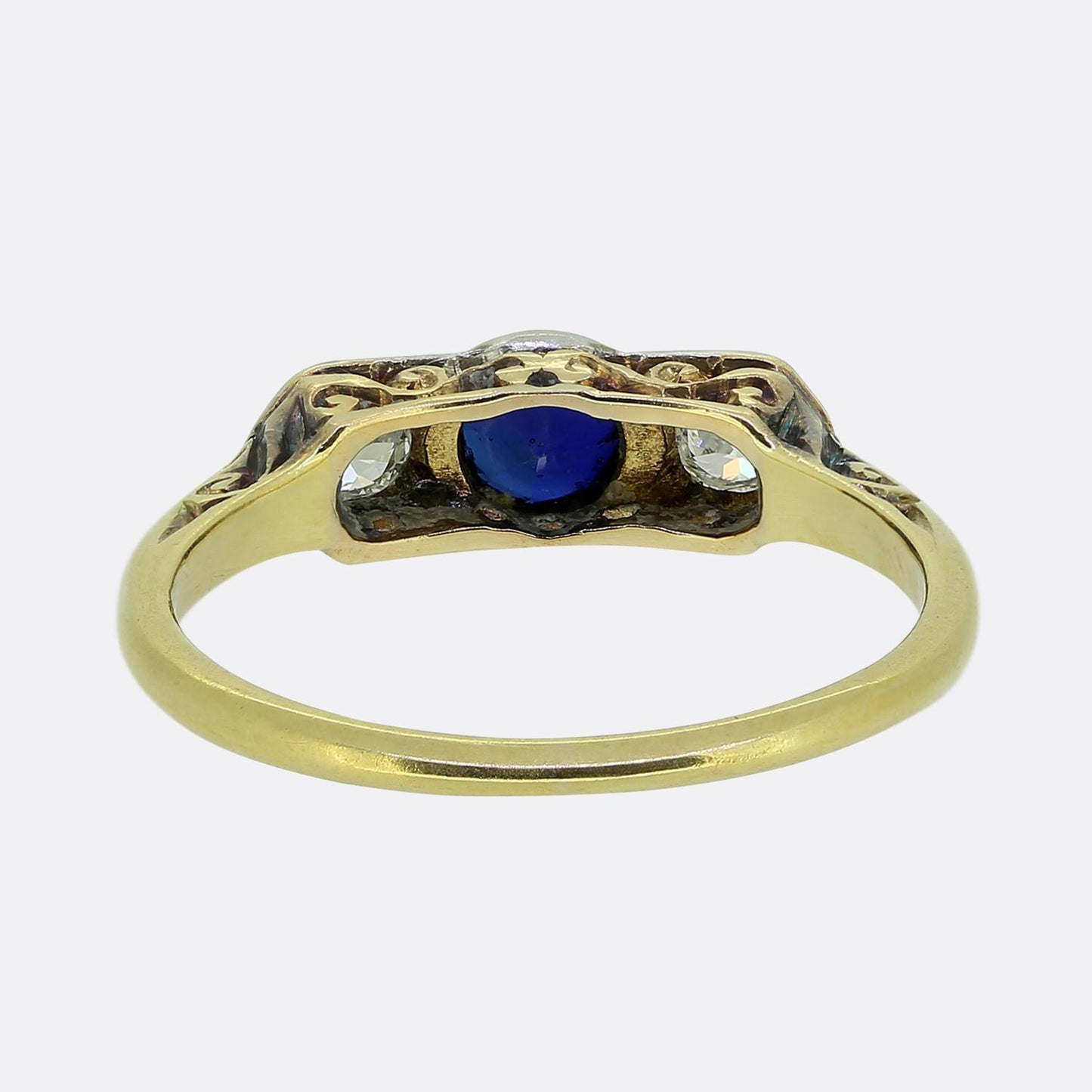 Edwardian Sapphire and Diamond Three-Stone Ring