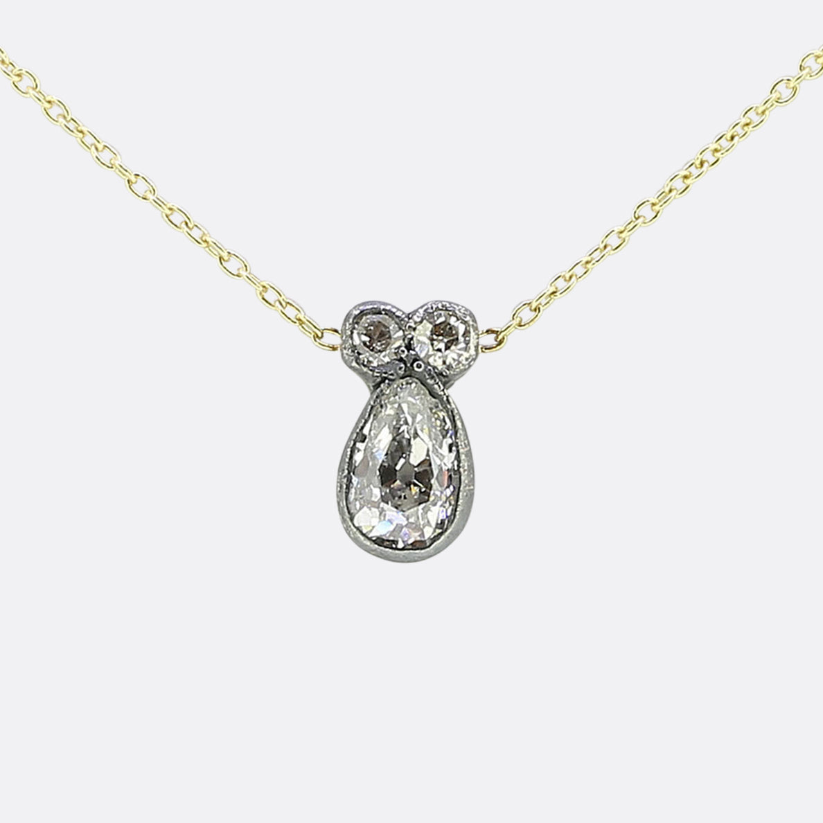 Antique Old Cut Diamond Drop Necklace