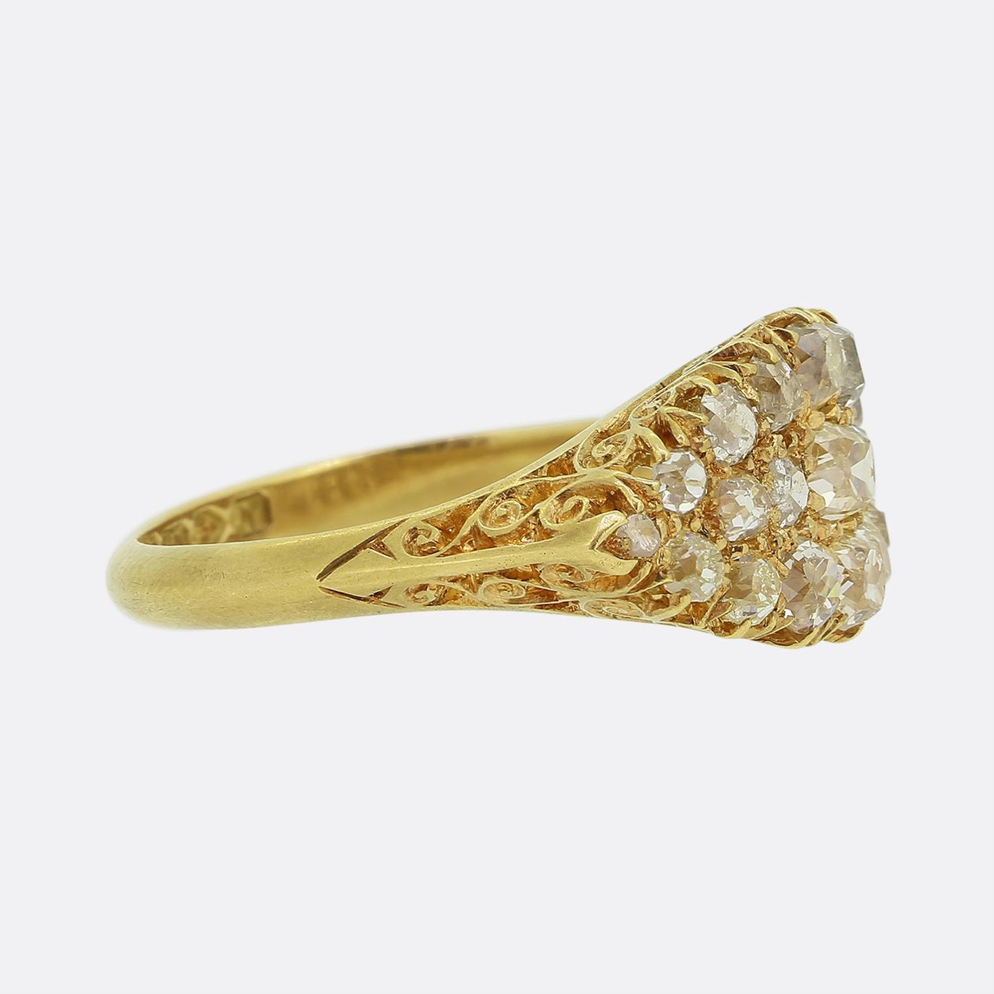 Edwardian Old Cut Diamond Boat Ring