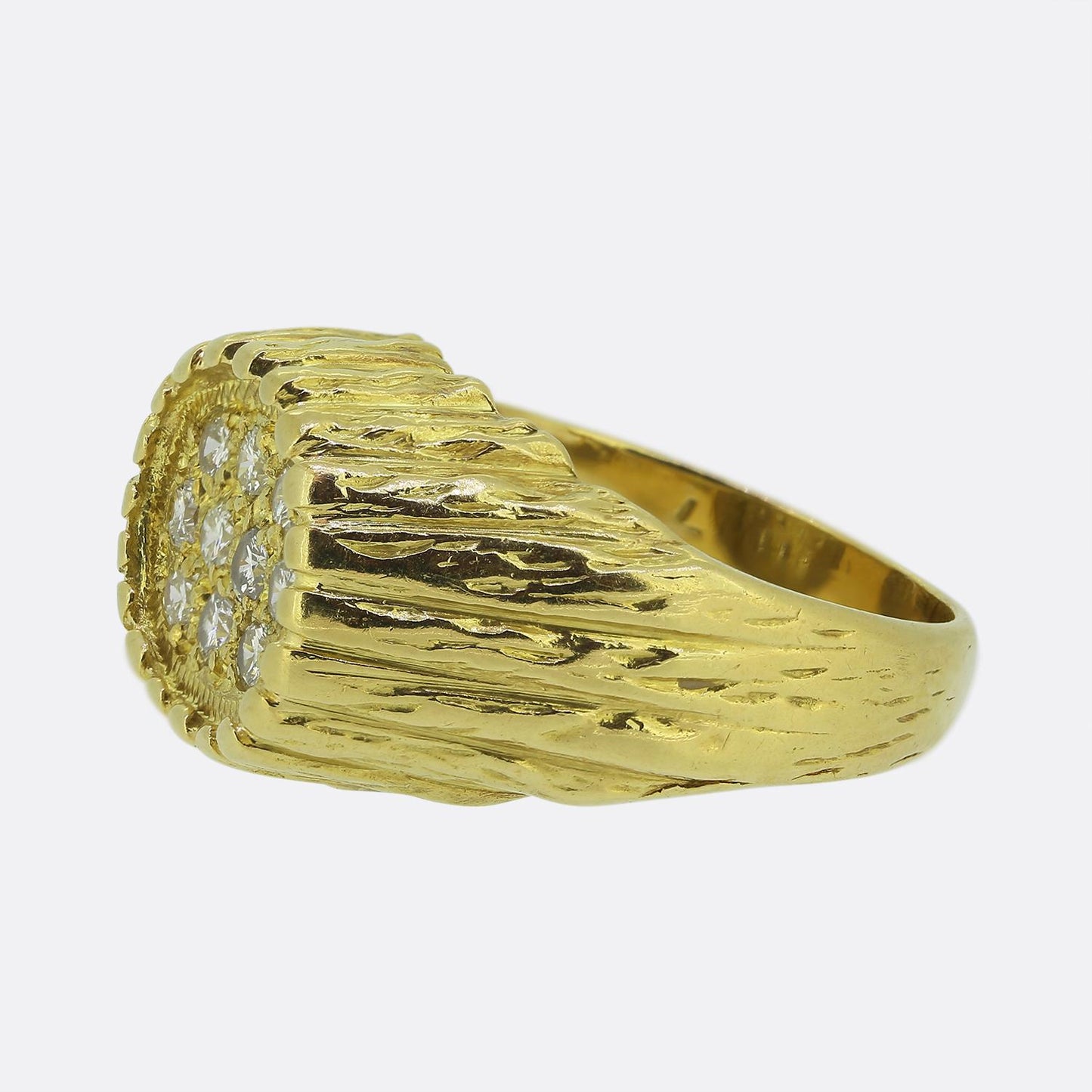 Vintage Diamond Cluster Carved Ring