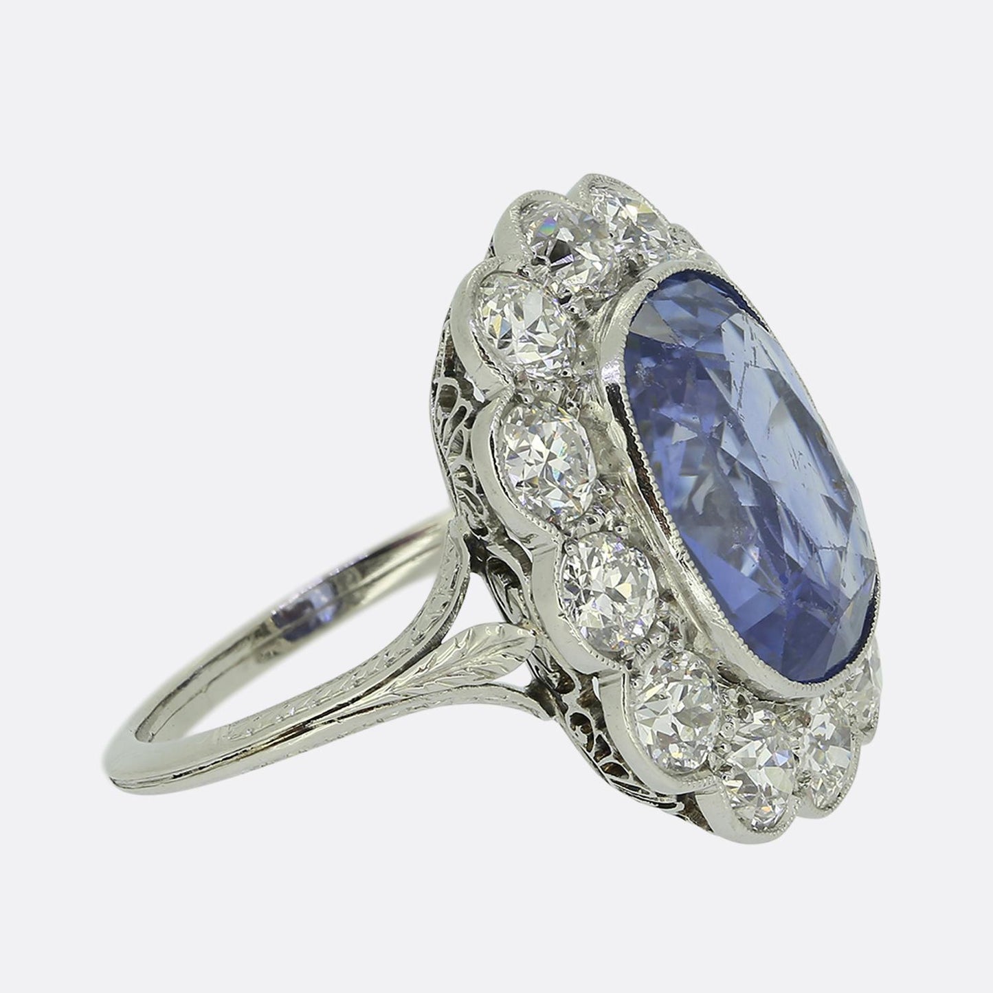 Art Deco Sapphire and Diamond Cluster Ring