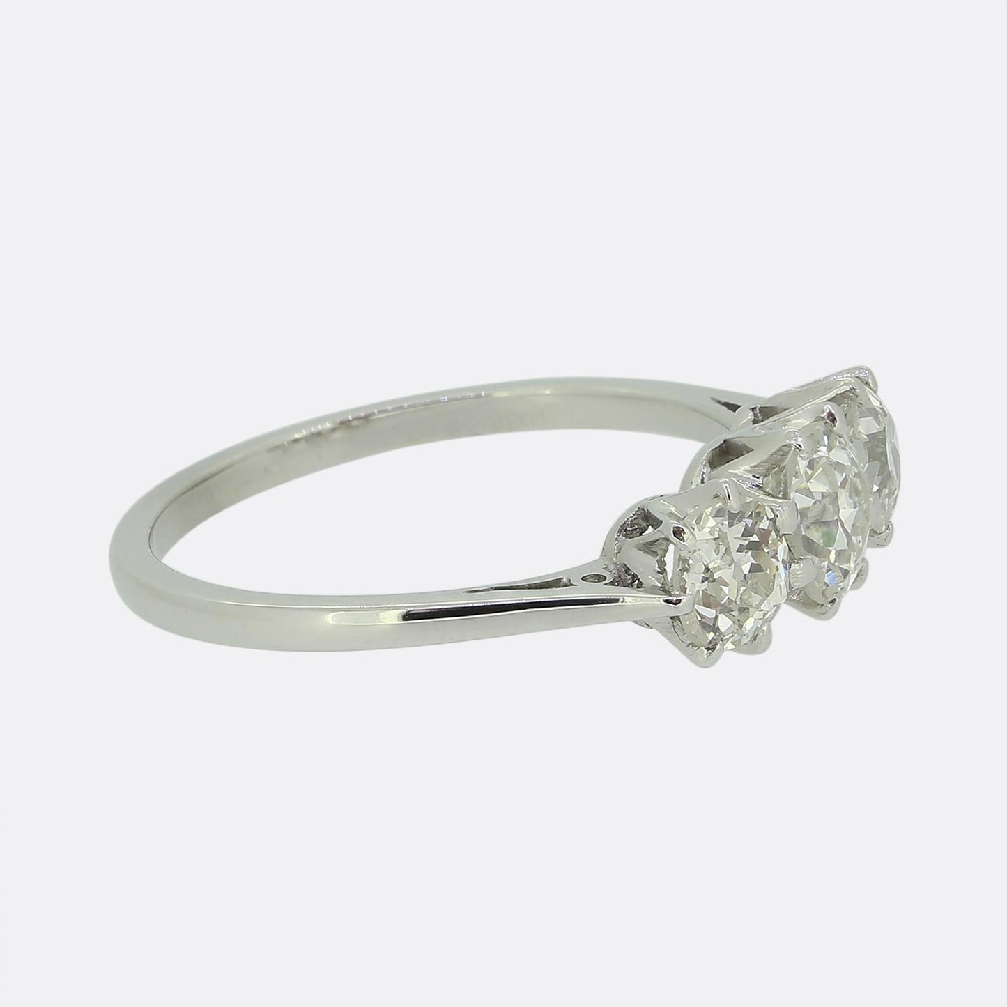 0.90 Carat Old Cut Diamond Three-Stone Ring