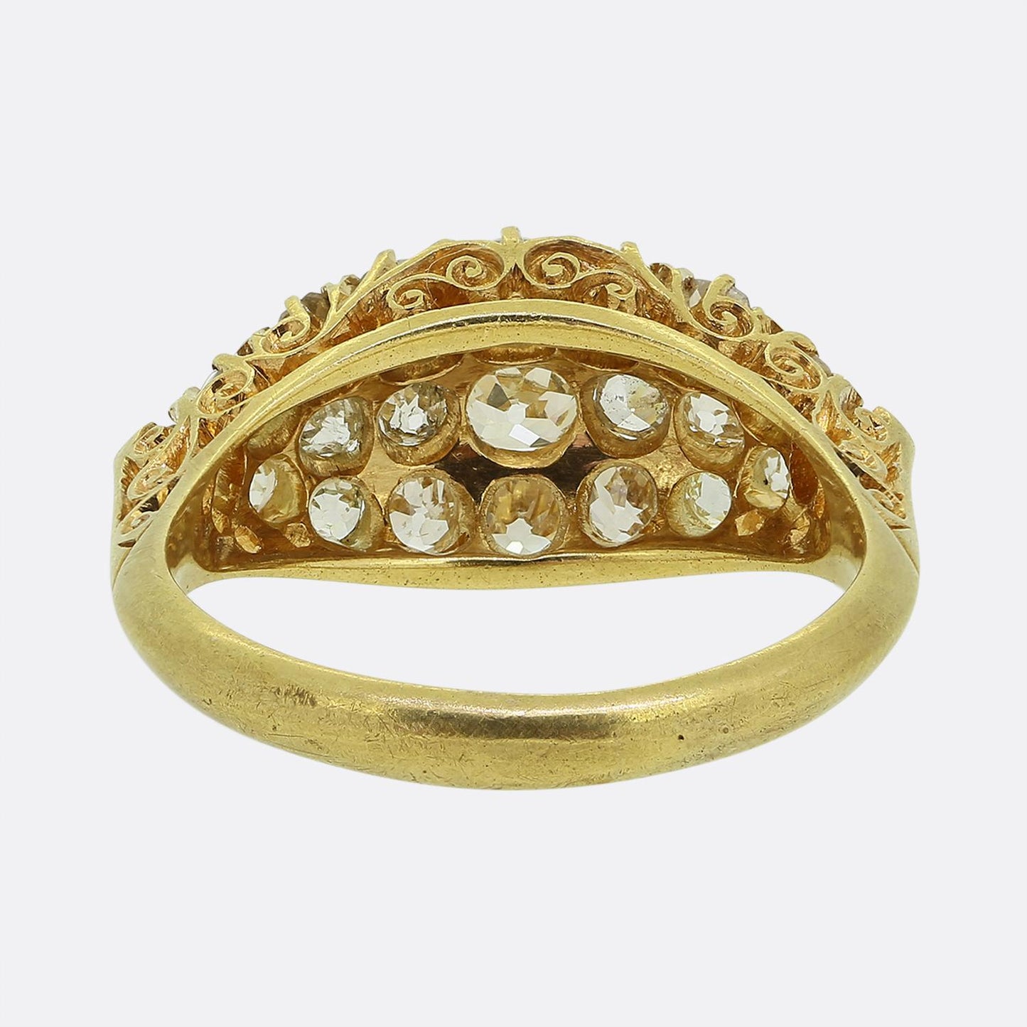 Edwardian Old Cut Diamond Boat Ring