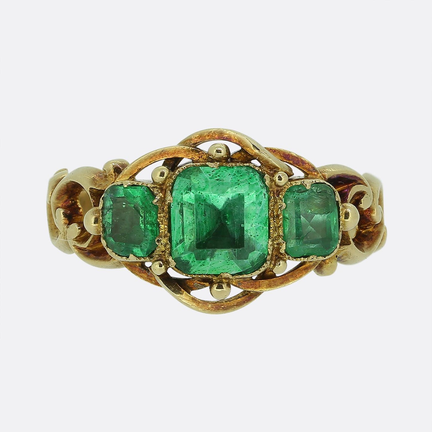 Victorian Emerald Three Stone Ring