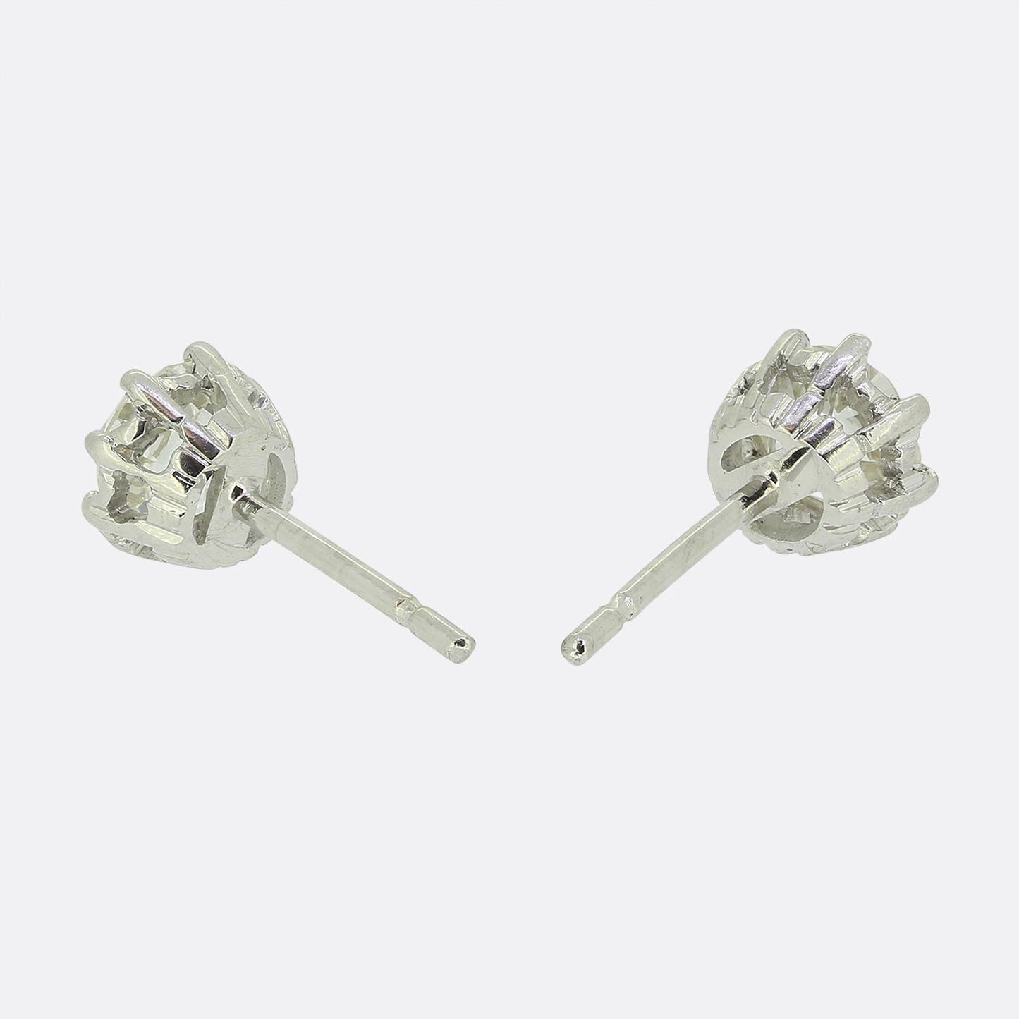 Antique 1.70 Carat Old Cut Diamond Stud Earrings