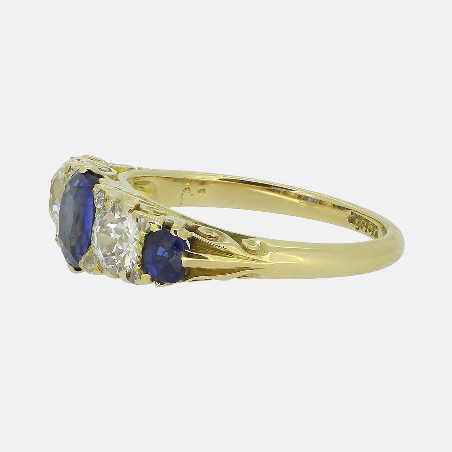 Edwardian Sapphire and Diamond Five Stone Ring