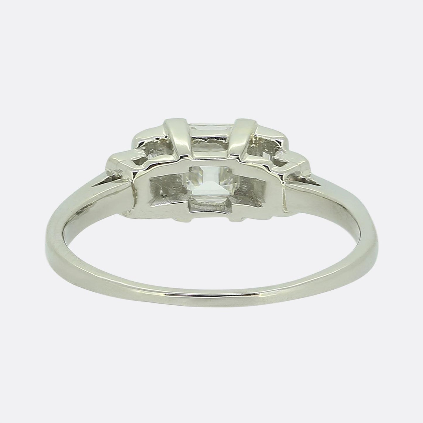 Art Deco 0.95 Carat Princess and Baguette Cut Diamond Ring