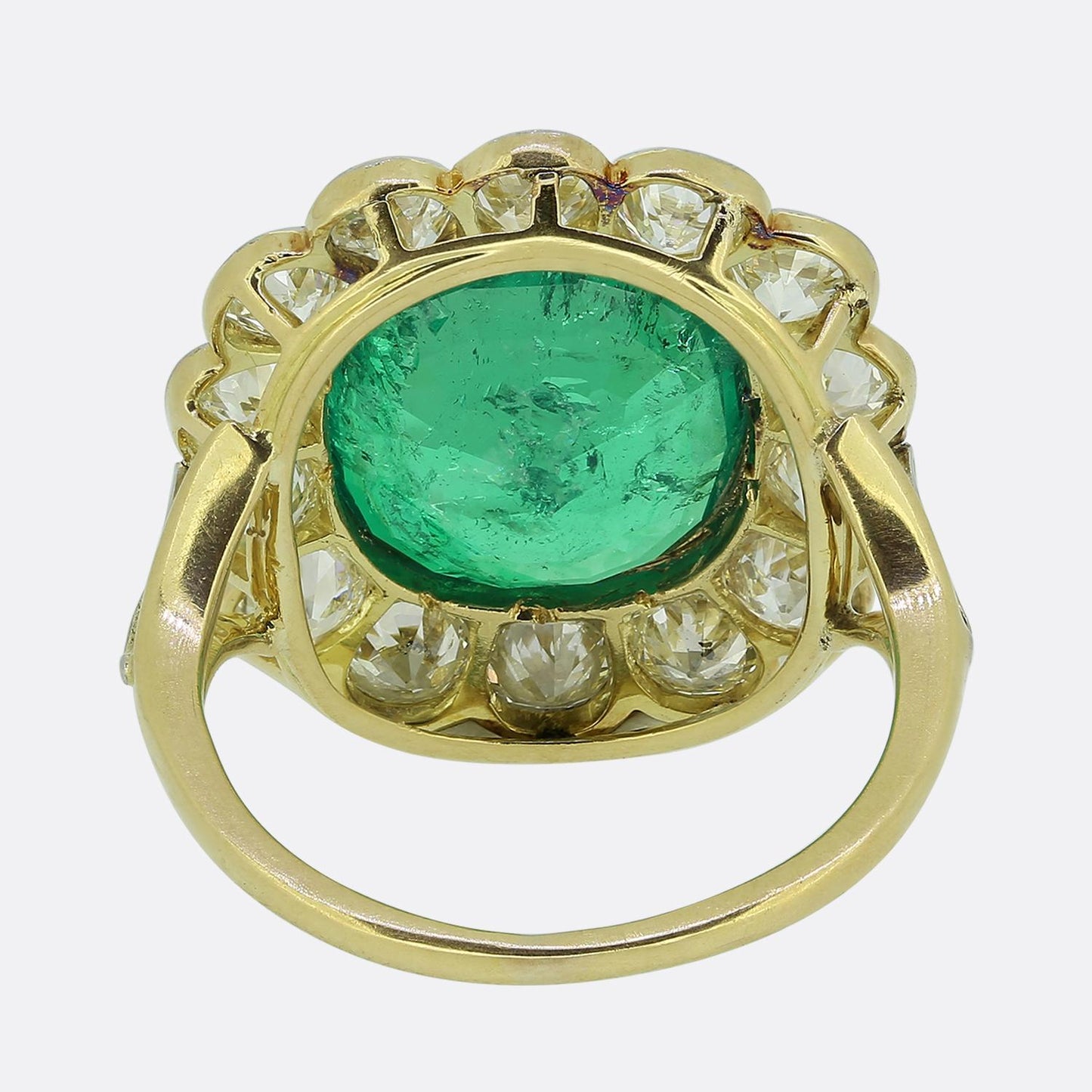 6.45 Carat Colombian Emerald and Diamond Cluster Ring