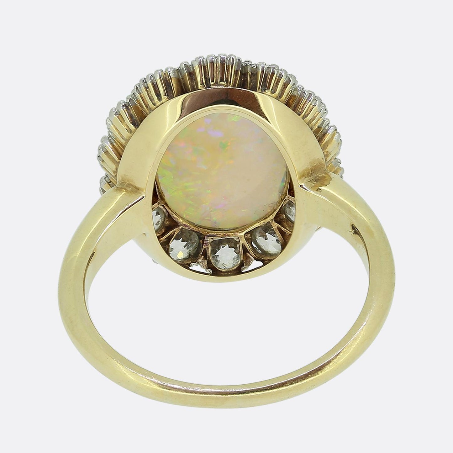 Edwardian Opal and Diamond Cluster Ring