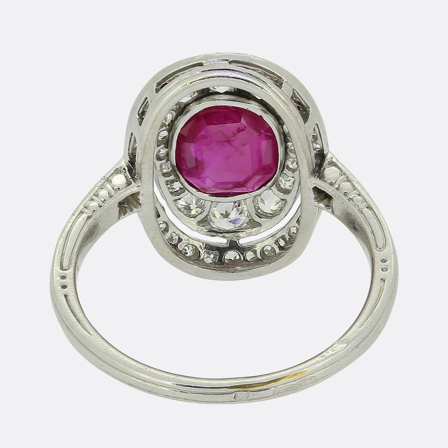 Art Deco Burmese Ruby and Diamond Cluster Ring