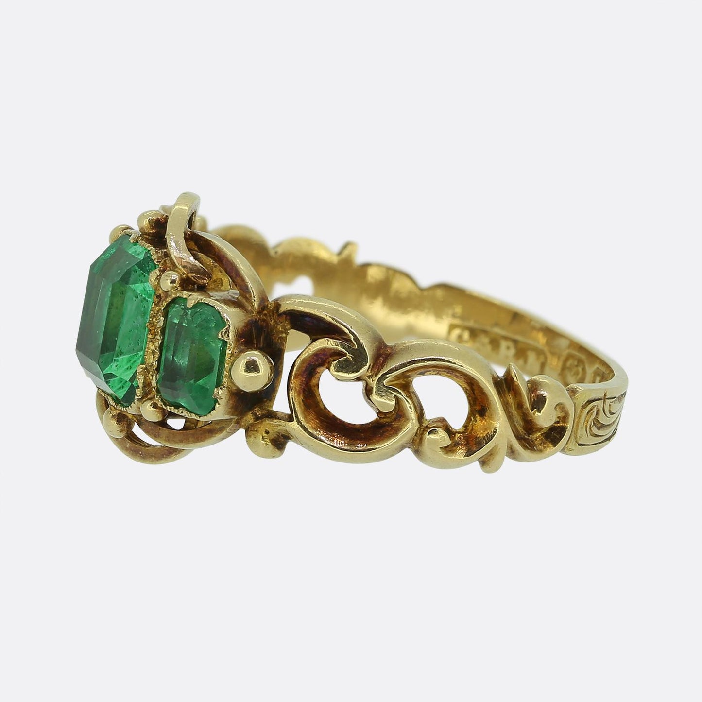 Victorian Emerald Three Stone Ring