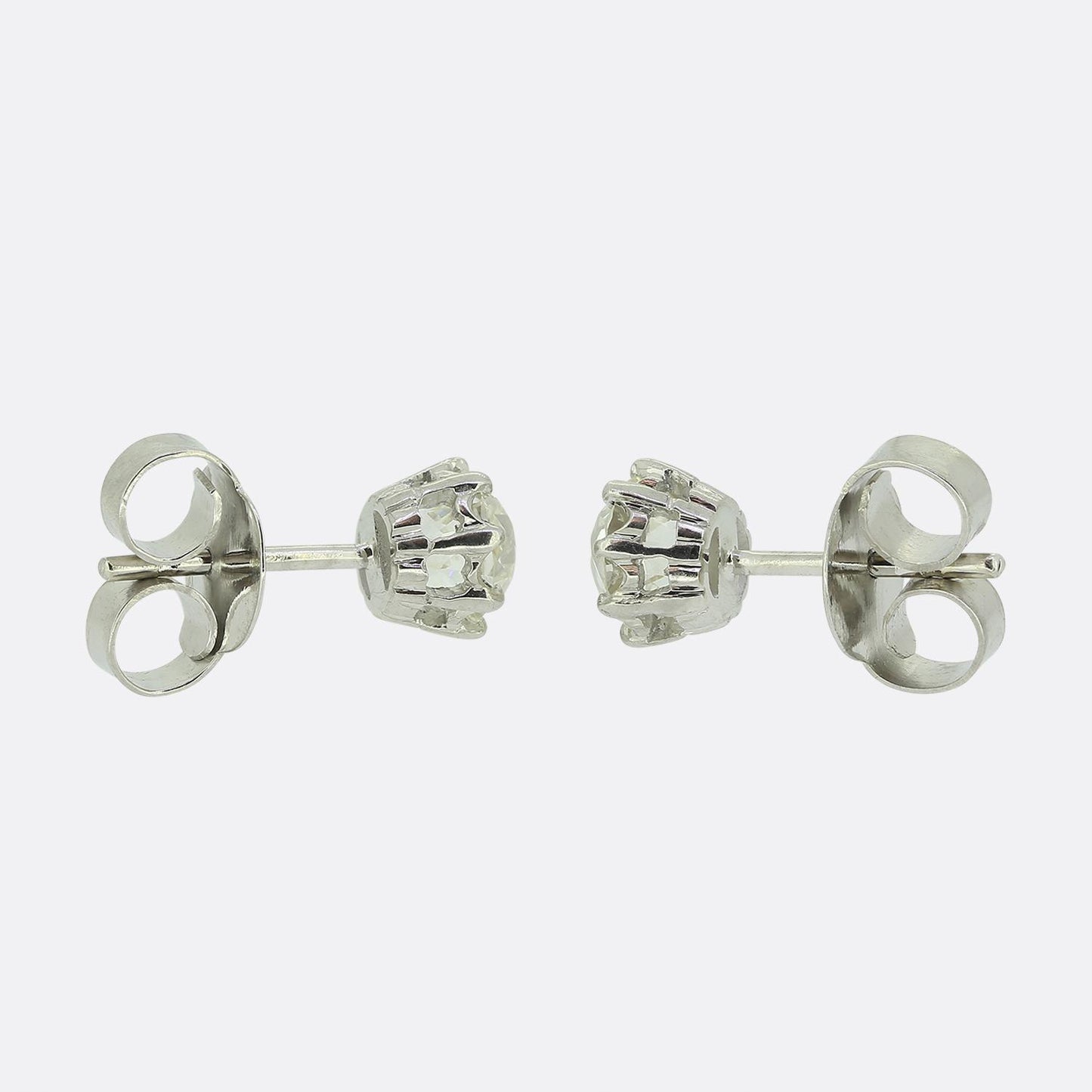 Antique 1.70 Carat Old Cut Diamond Stud Earrings