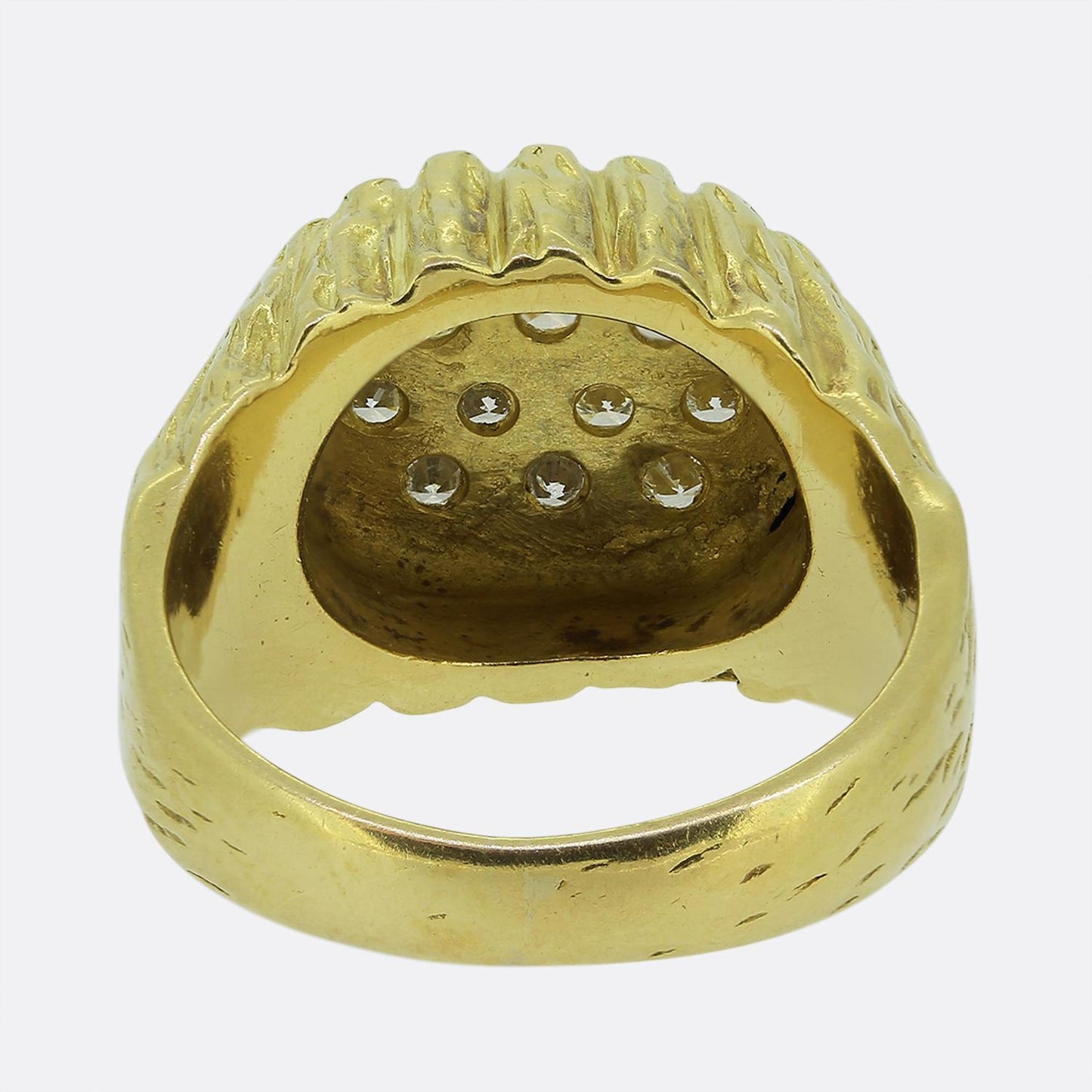 Vintage Diamond Cluster Carved Ring