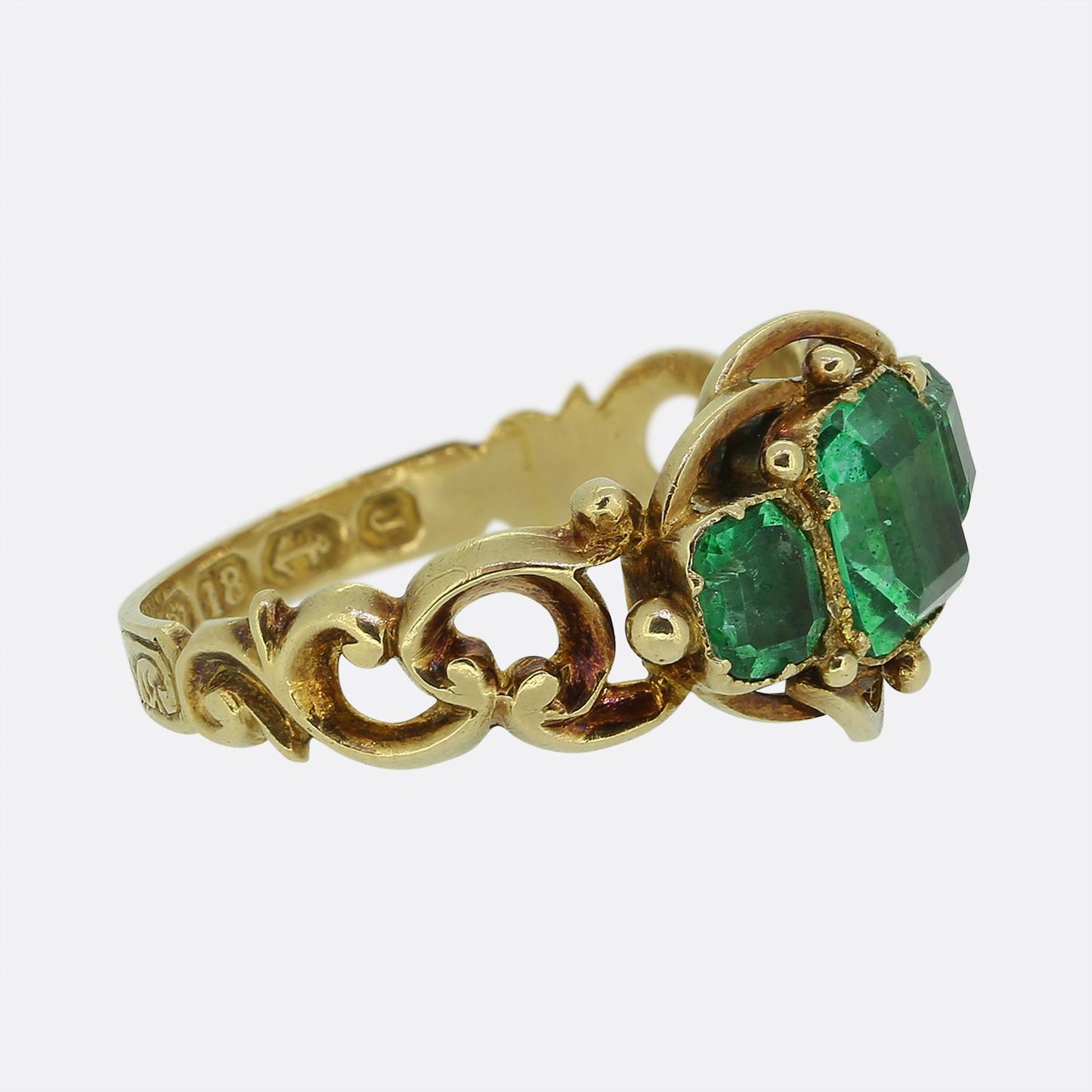 Victorian Emerald Three Stone Ring