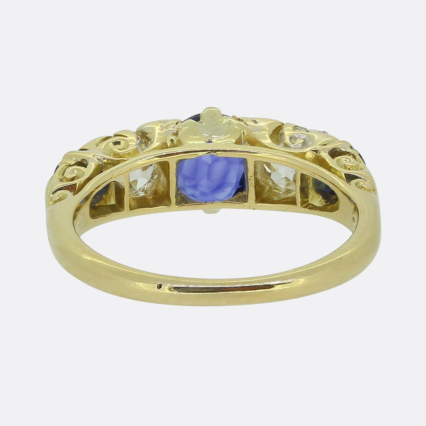Edwardian Sapphire and Diamond Five Stone Ring