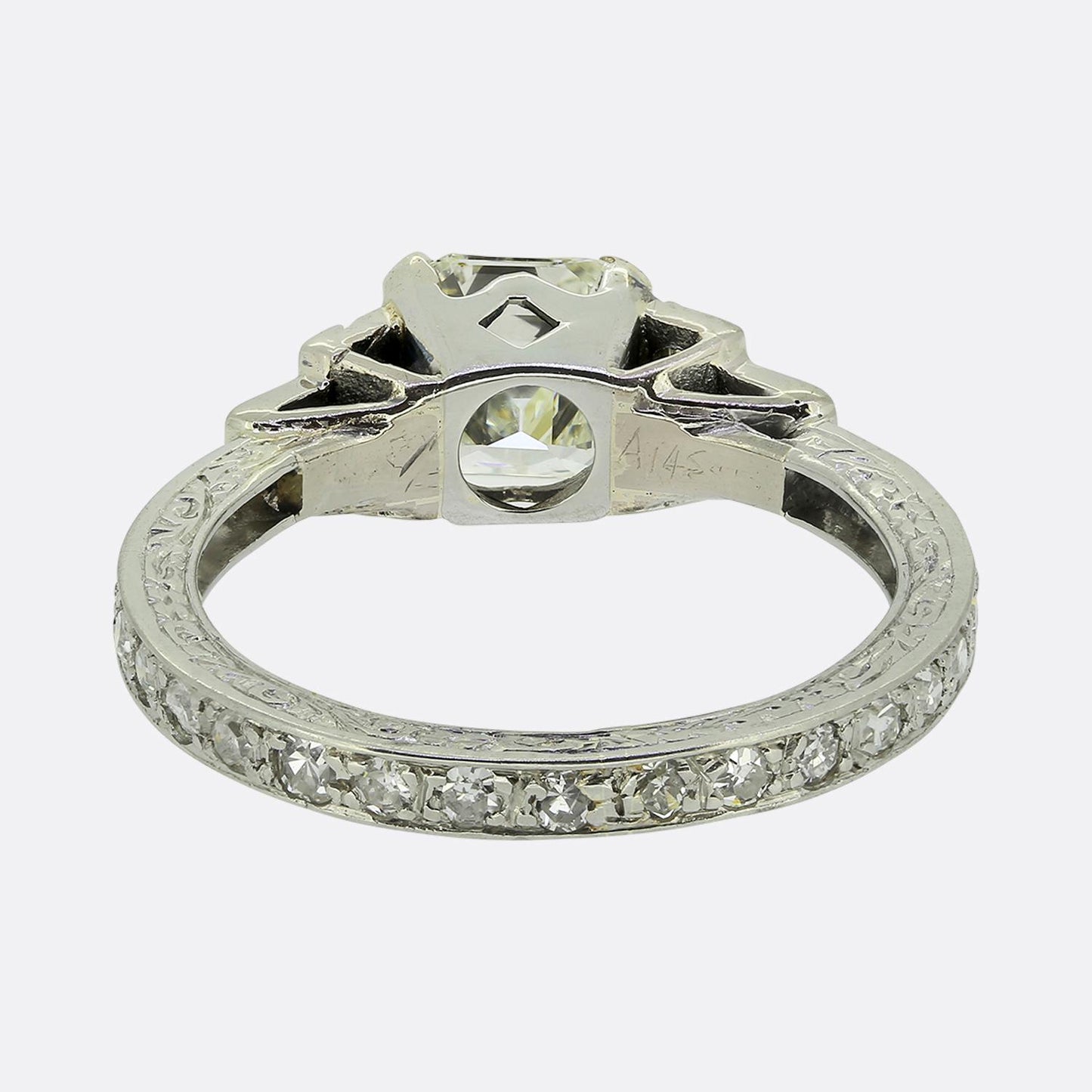 Art Deco Style 0.73 Carat Asscher Cut Diamond Engagement Ring Size K (50)