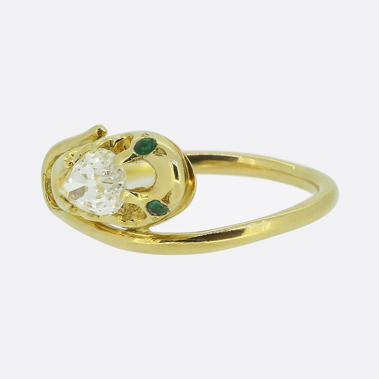 Antique 0.60 Carat Diamond and Emerald Snake Ring