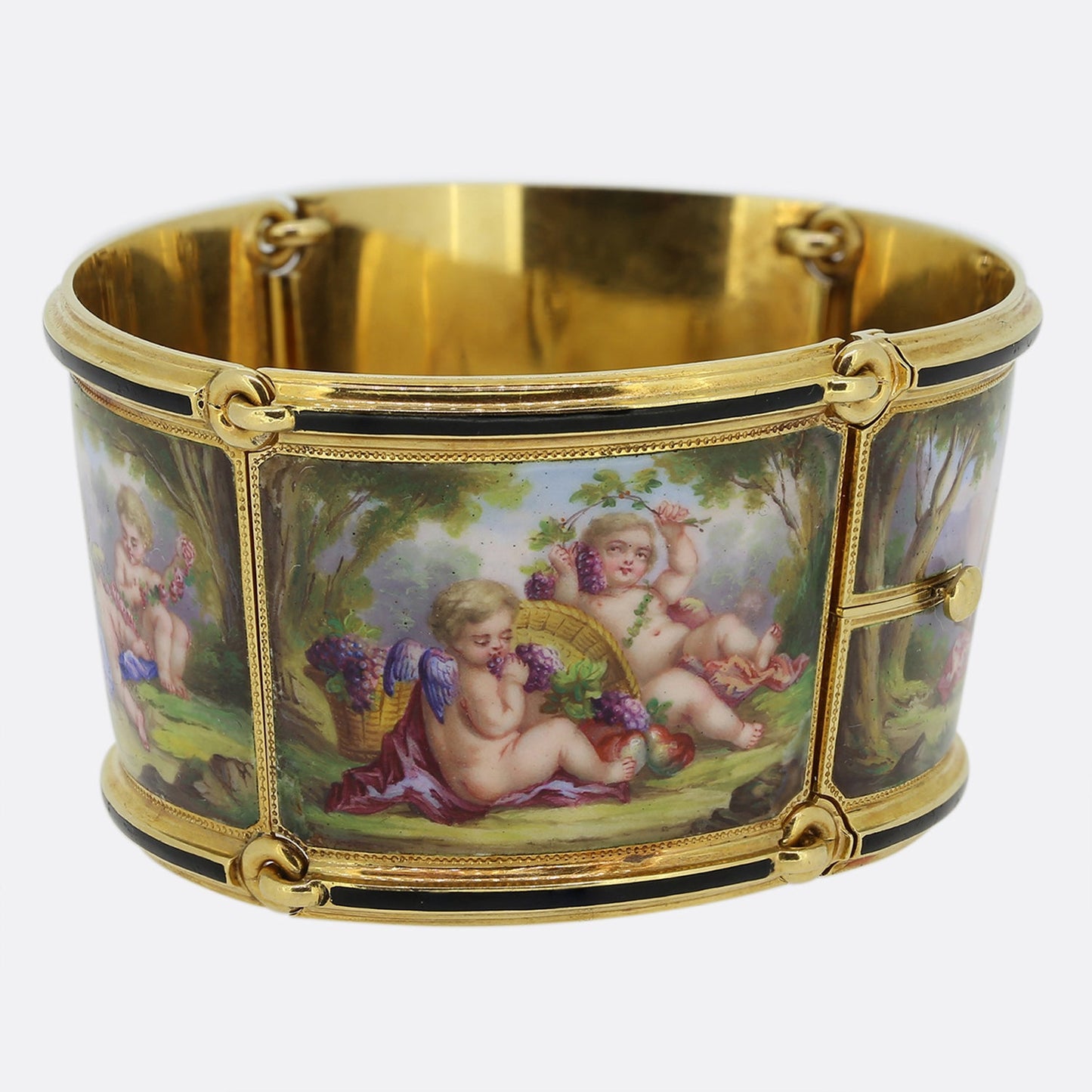Antique Delarue Palais Royal Enamel Cherub Bracelet