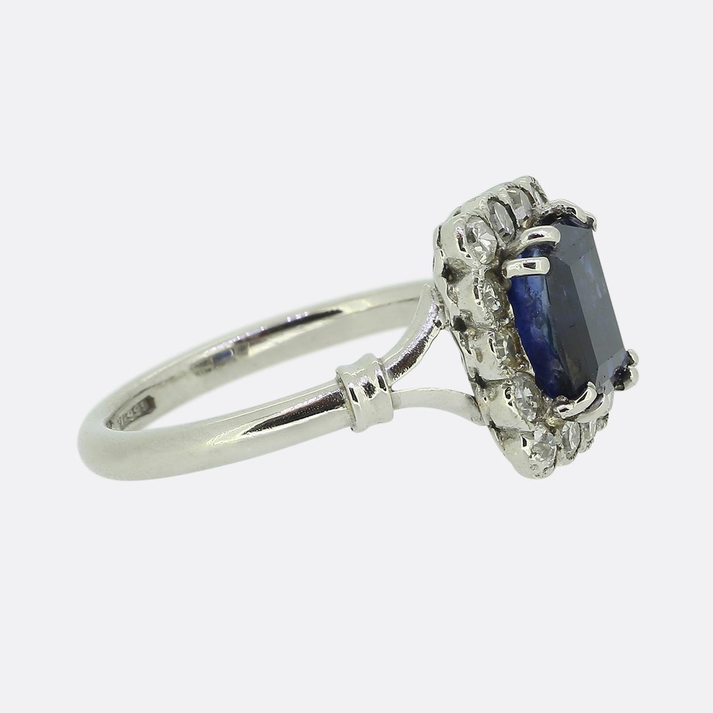 Art Deco Alabaster & Wilson Sapphire and Diamond Cluster Ring