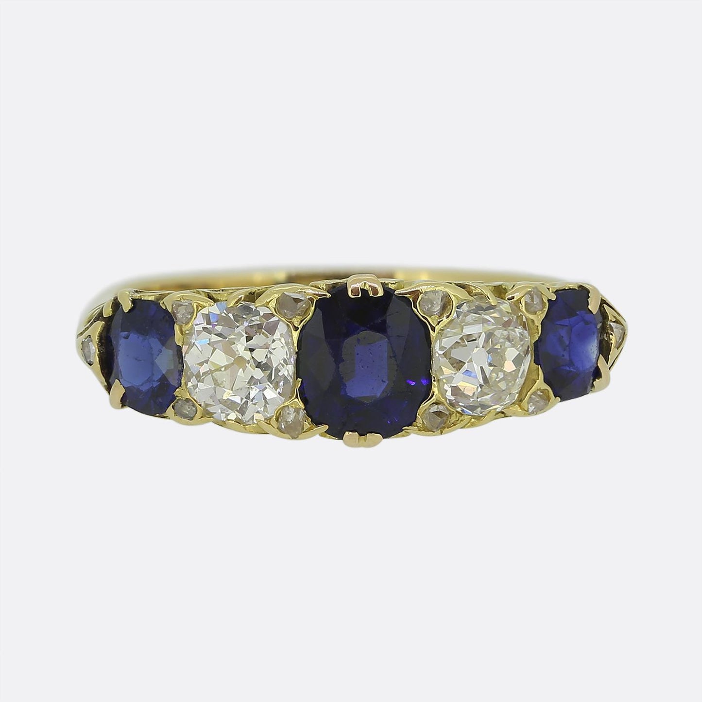Antique Sapphire and Diamond Five Stone Ring